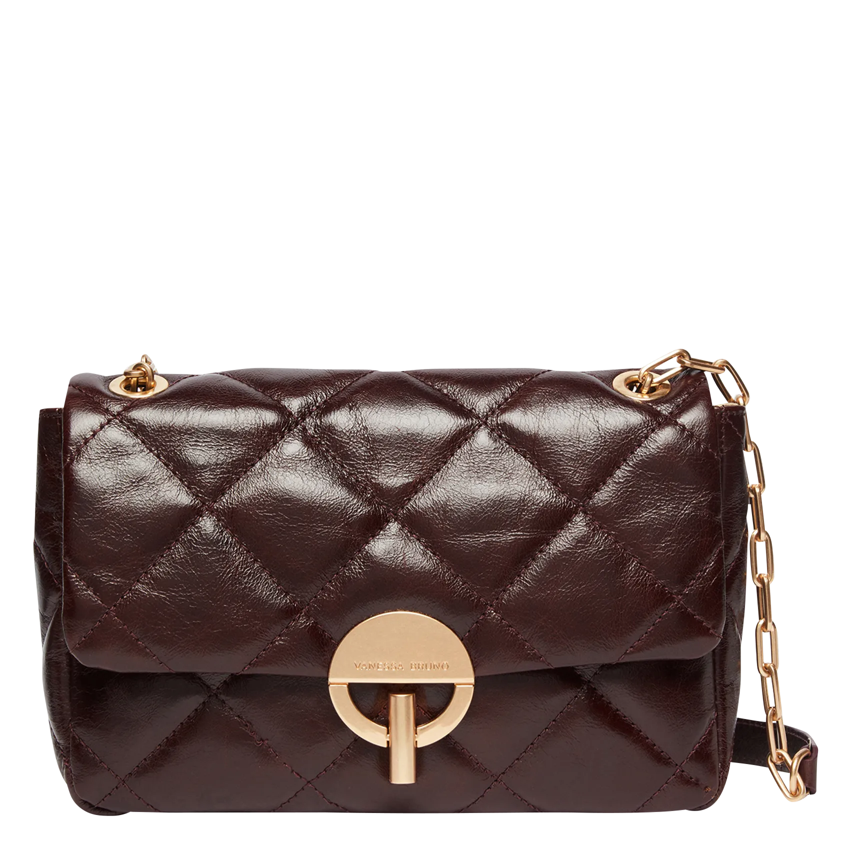 Gesteppte Umhängetasche aus 100 % Leder Braun