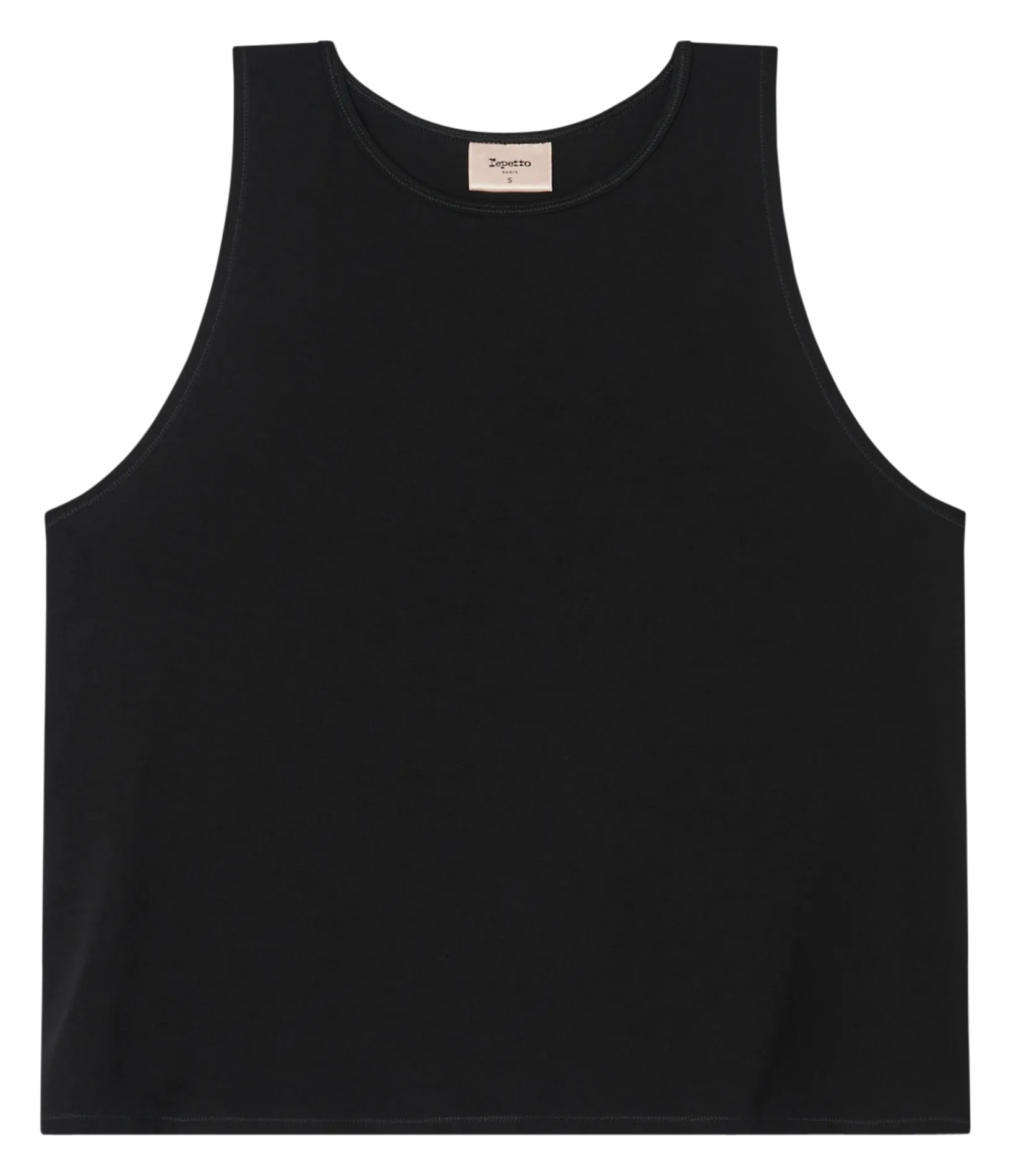 Gerade geschnittenes, figurbetontes Tanktop mit Rundhalsausschnitt Schwarz