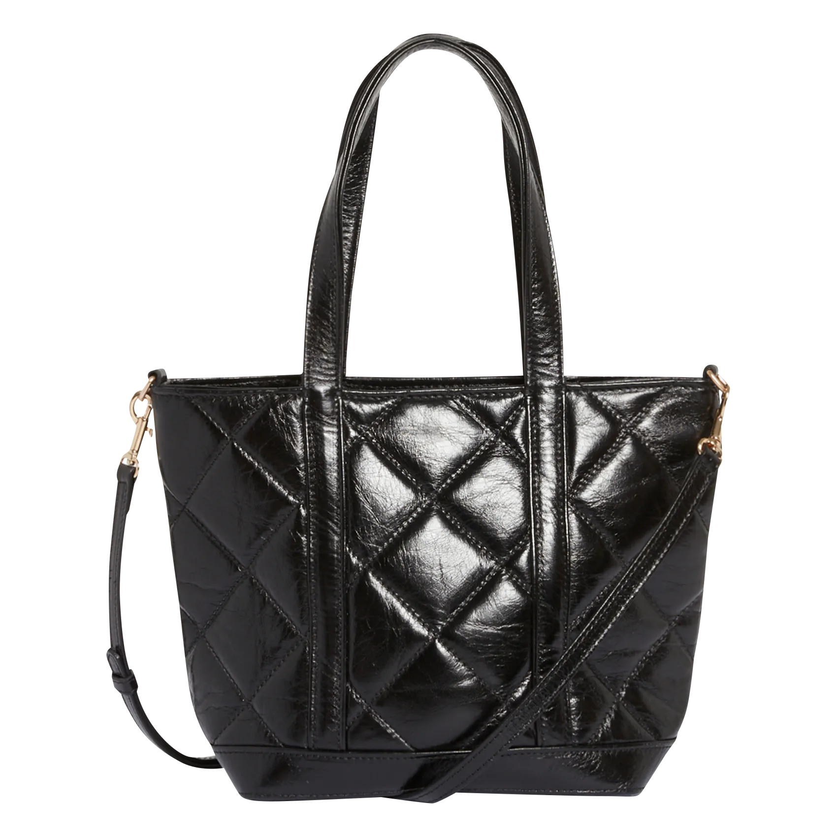 Gesteppte Umhängetasche aus Leder Schwarz CABAS S