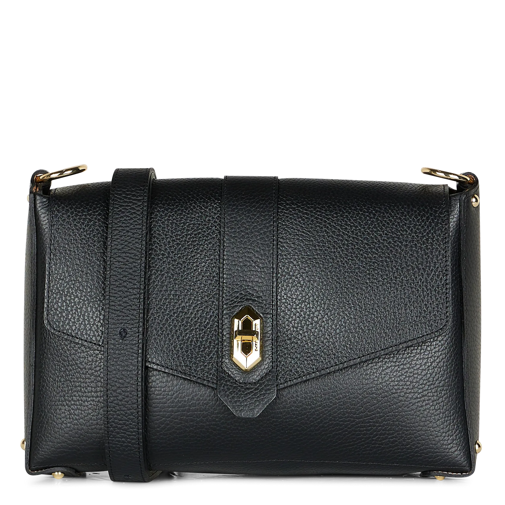 Schultertasche aus Leder Schwarz