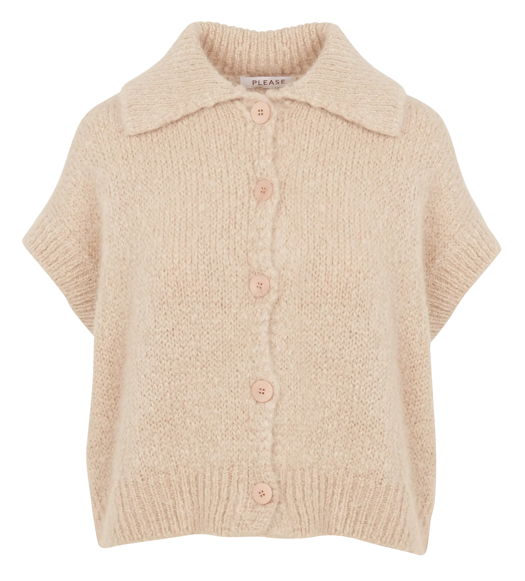 Strickjacke mit klassischem Kragen Beige