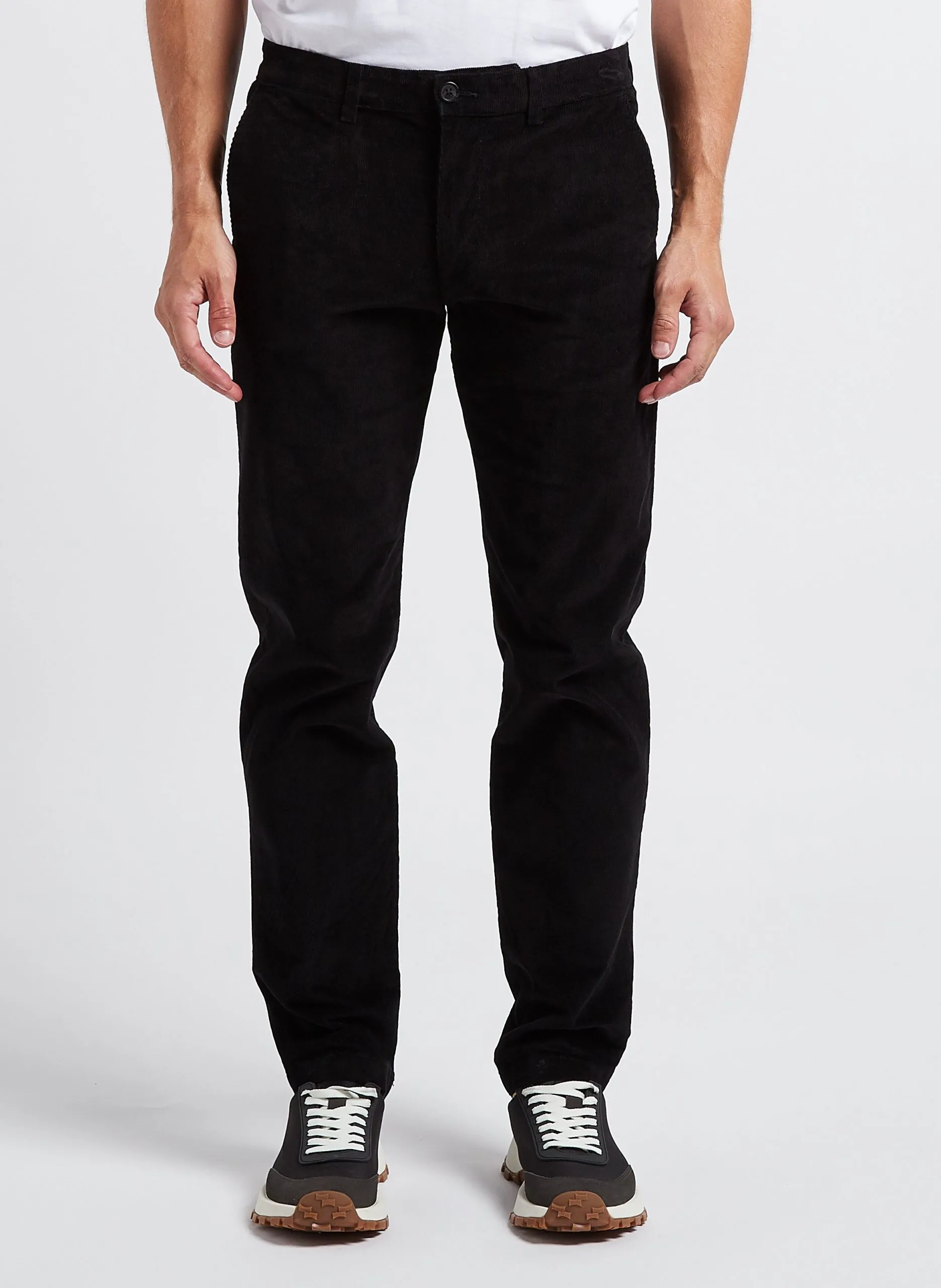 Gerade geschnittene Samthose aus Bio-Baumwoll-Mix Schwarz