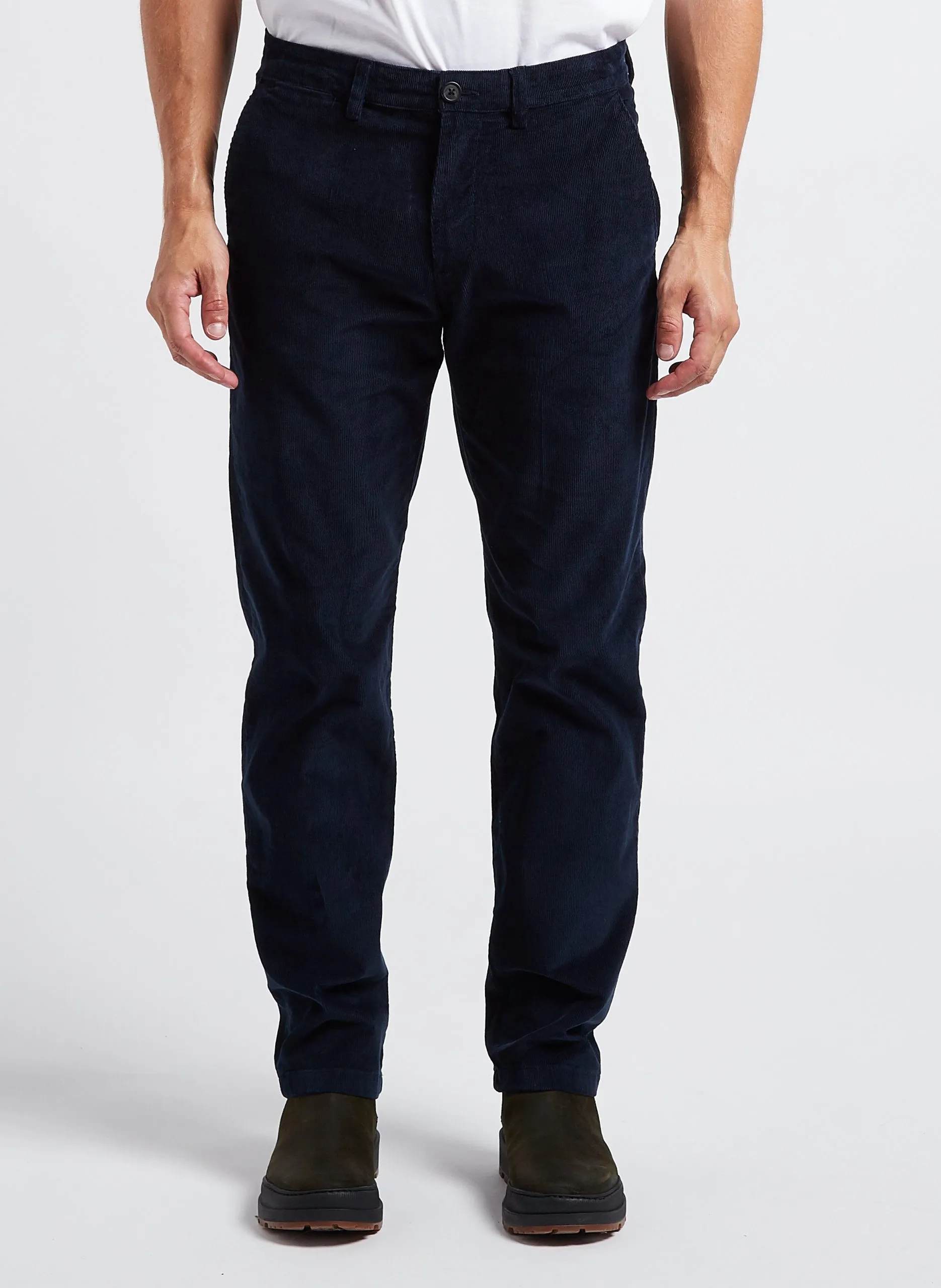 Gerade geschnittene Samthose aus Bio-Baumwoll-Mix Blau