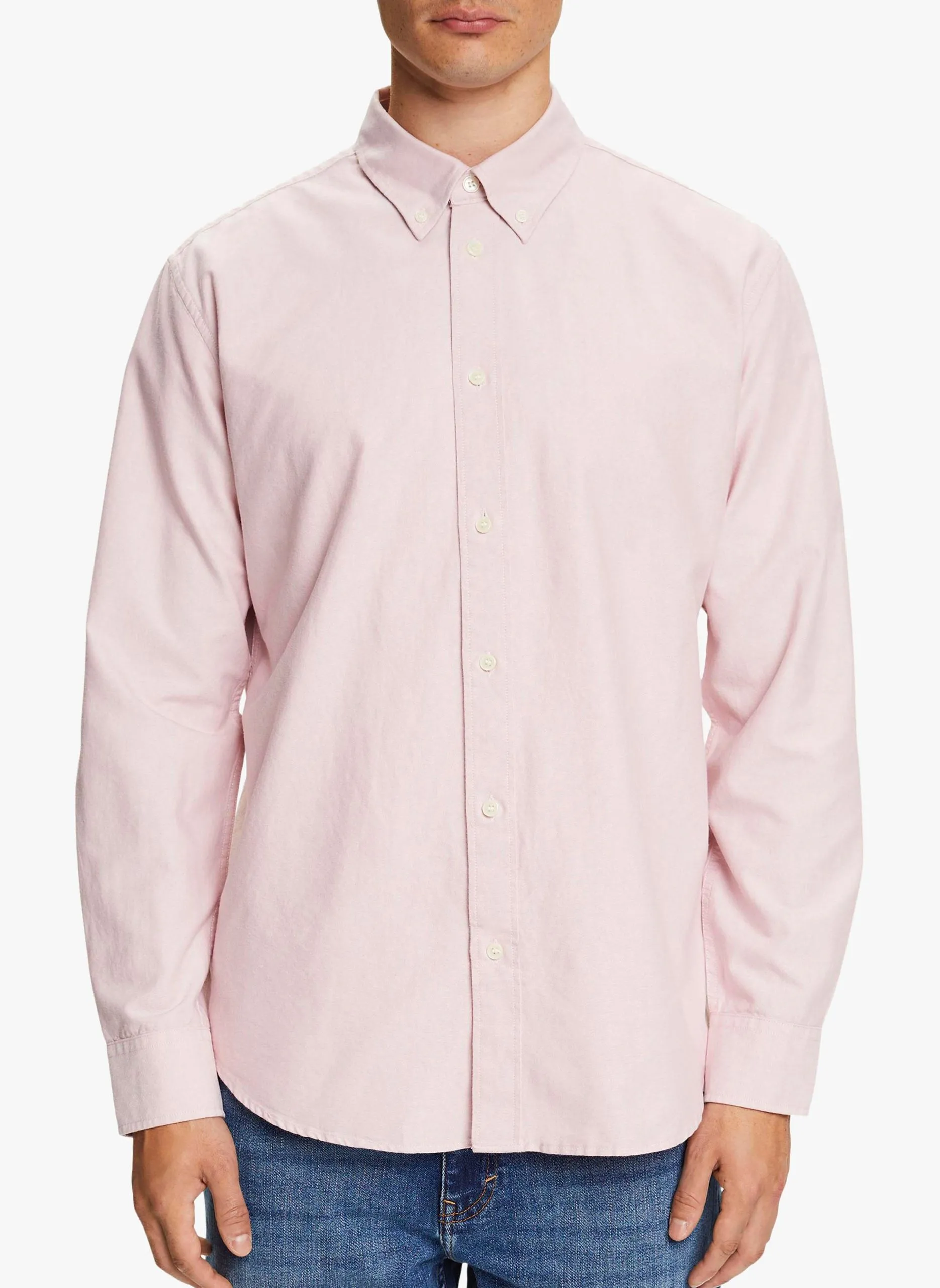 Baumwollhemd mit Button-down-Kragen Rosa