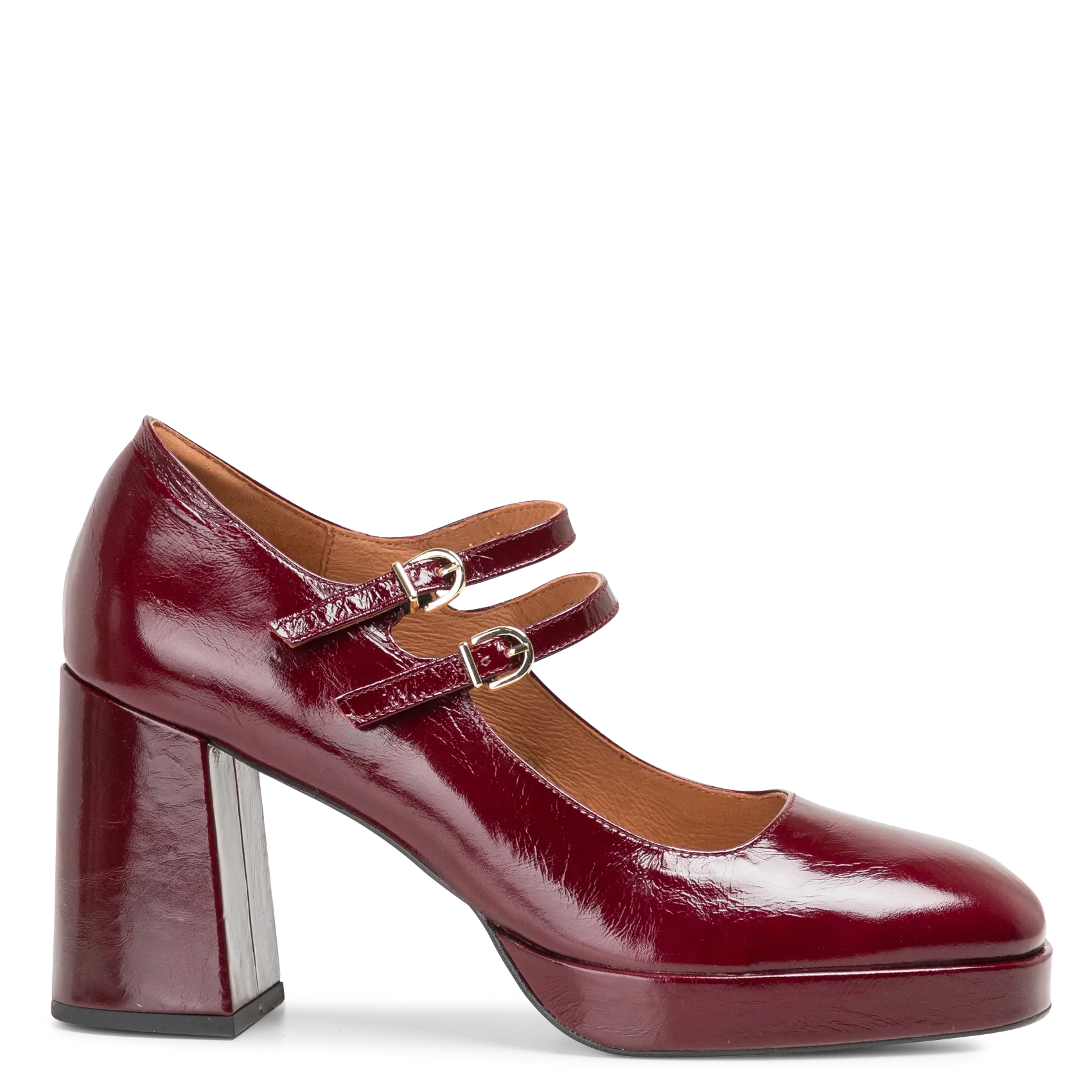 Plateau-Spangenpumps mit Doppelriemen Rot VERITE