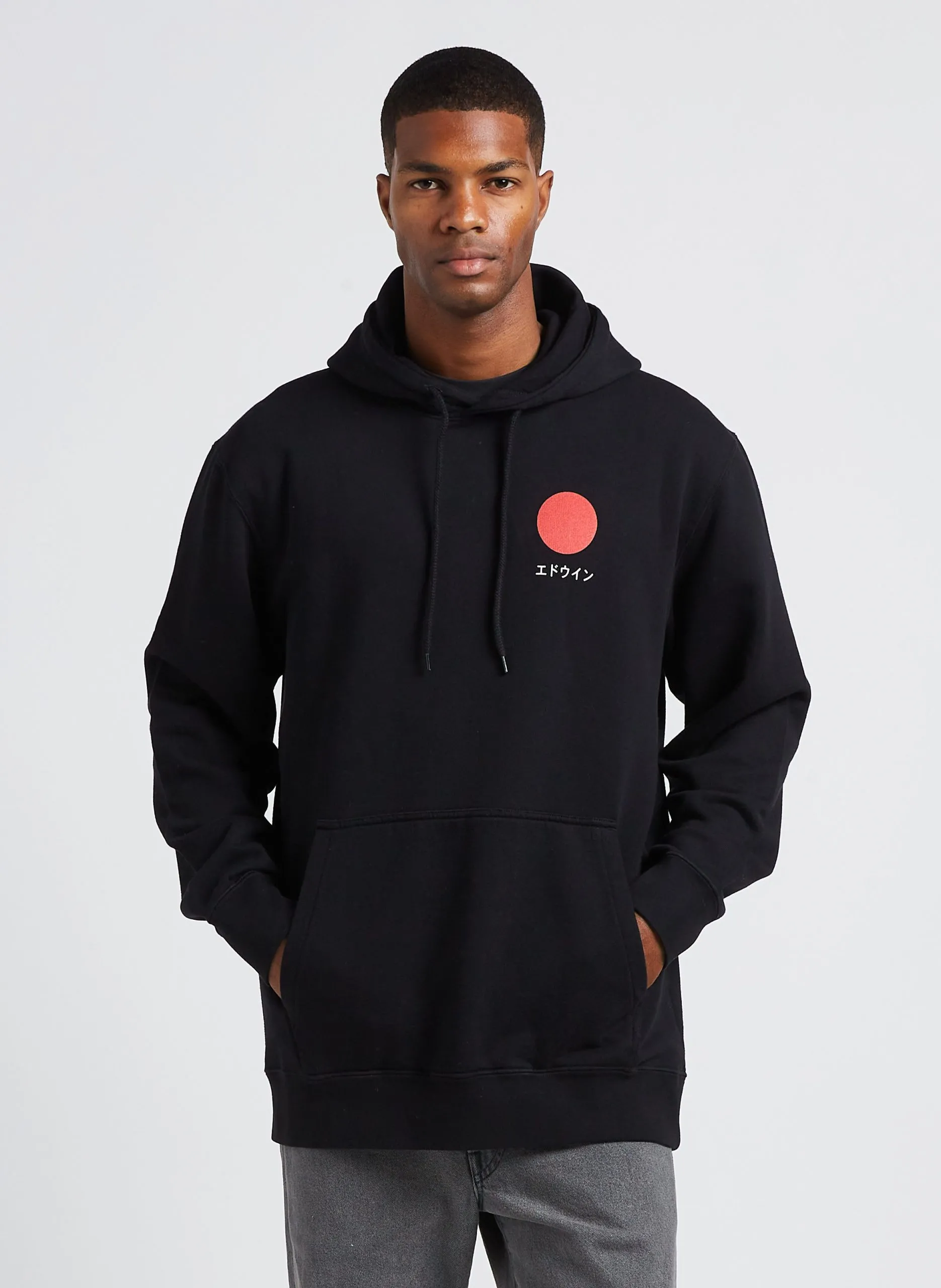 Bedrucktes Kapuzensweatshirt aus Baumwolle Schwarz