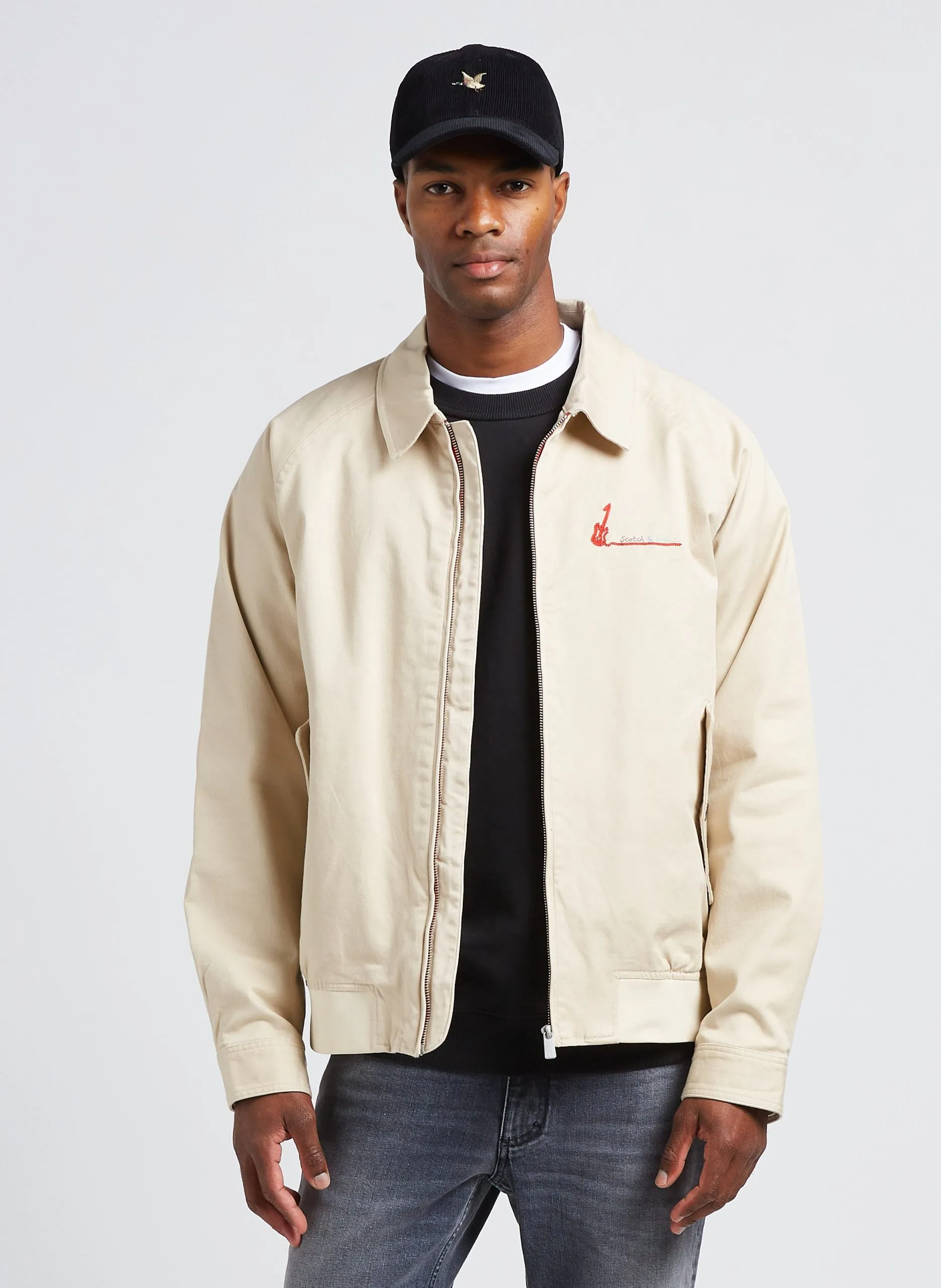 Gerade geschnittener Blouson aus Bio-Baumwolle mit klassischem Kragen Beige