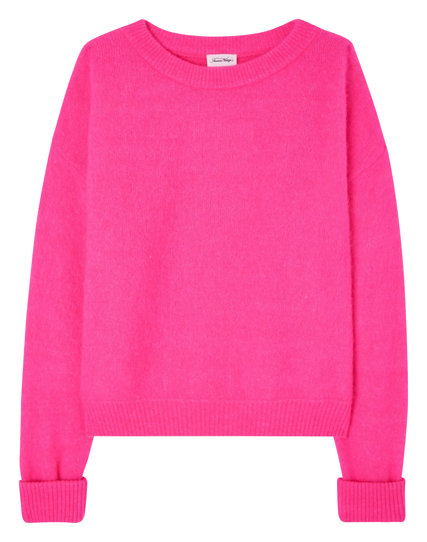 Weiter Rundhalspullover aus Wollmix Rosa VITOW