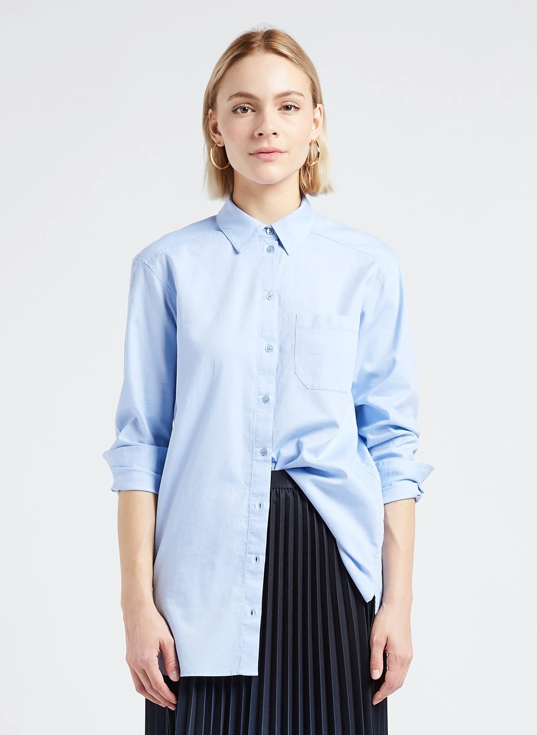 Baumwollbluse mit klassischem Kragen Blau THOMAS