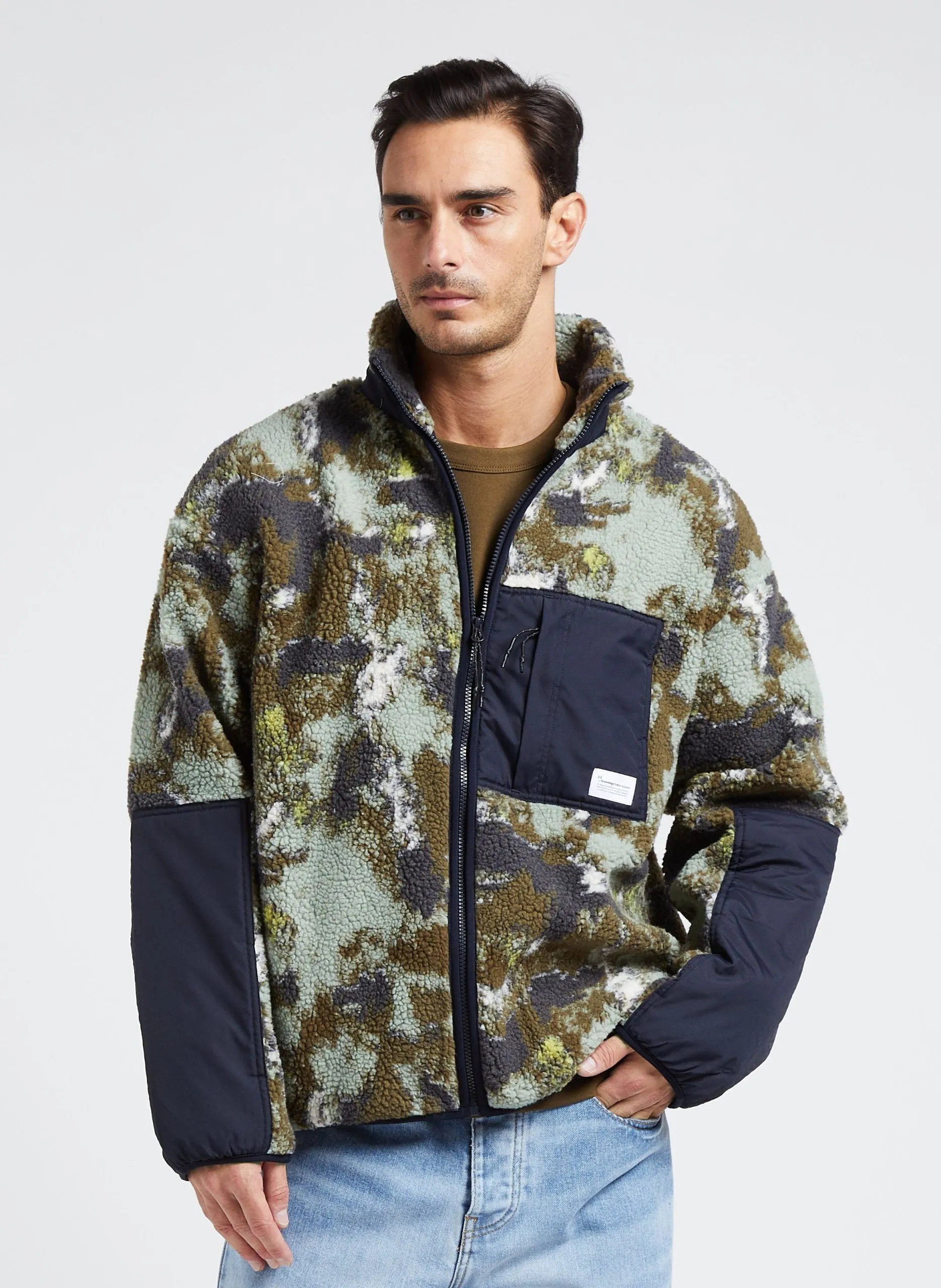 Oversize-Jacke aus Baumwolle mit Stehkragen Mehrfarbig