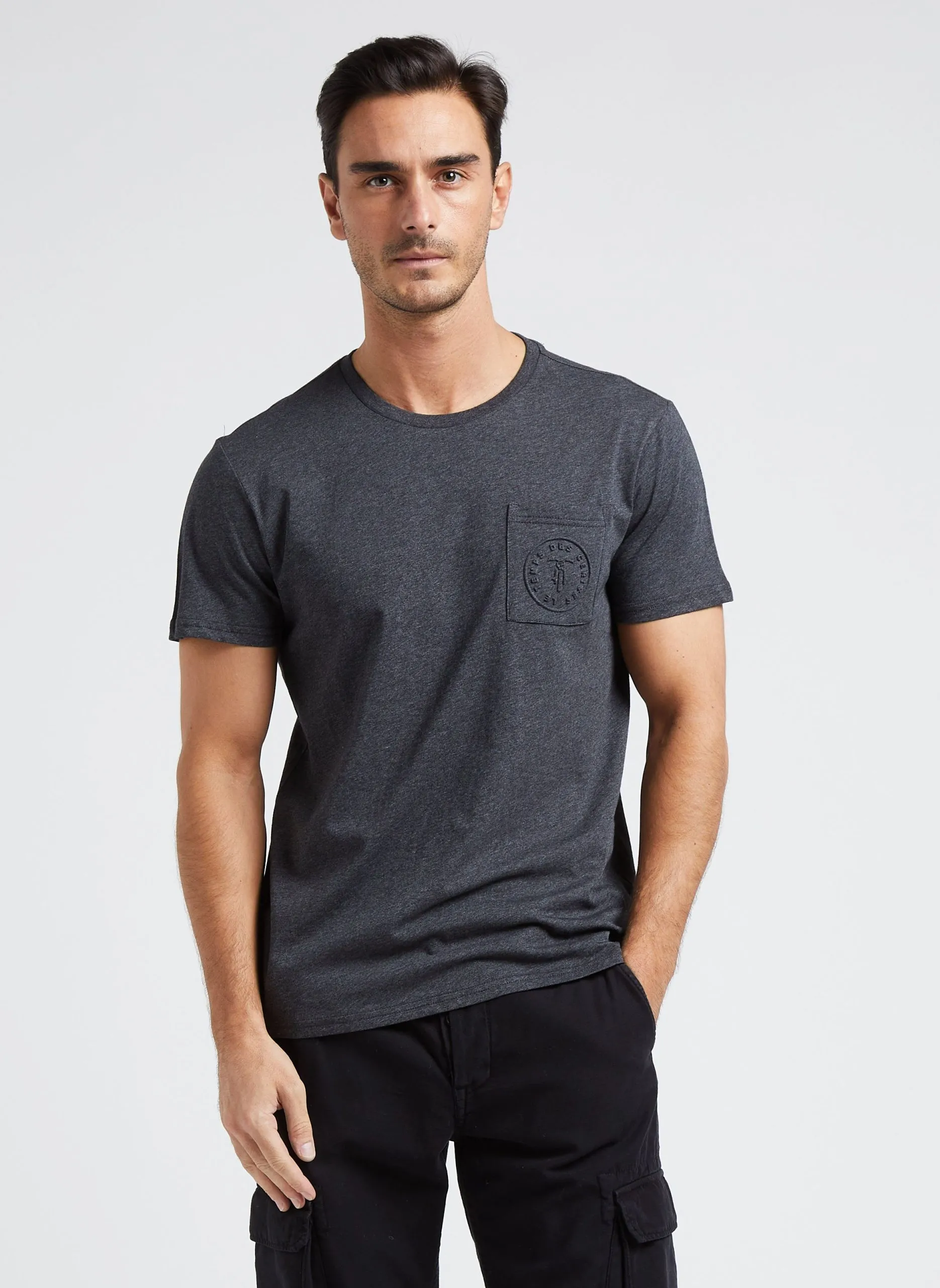 Rundhals-T-Shirt aus Baumwolle mit kontrastierendem Logo Grau PAIA