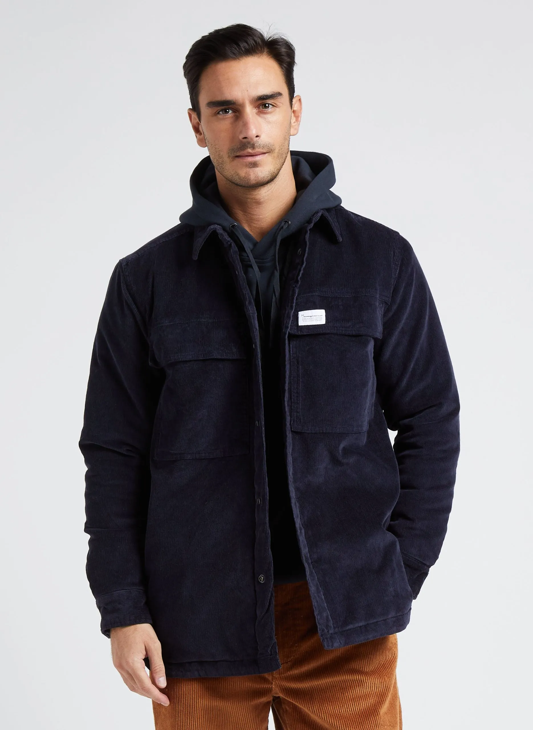 Jacke aus Bio-Baumwoll-Mix mit klassischem Kragen Blau