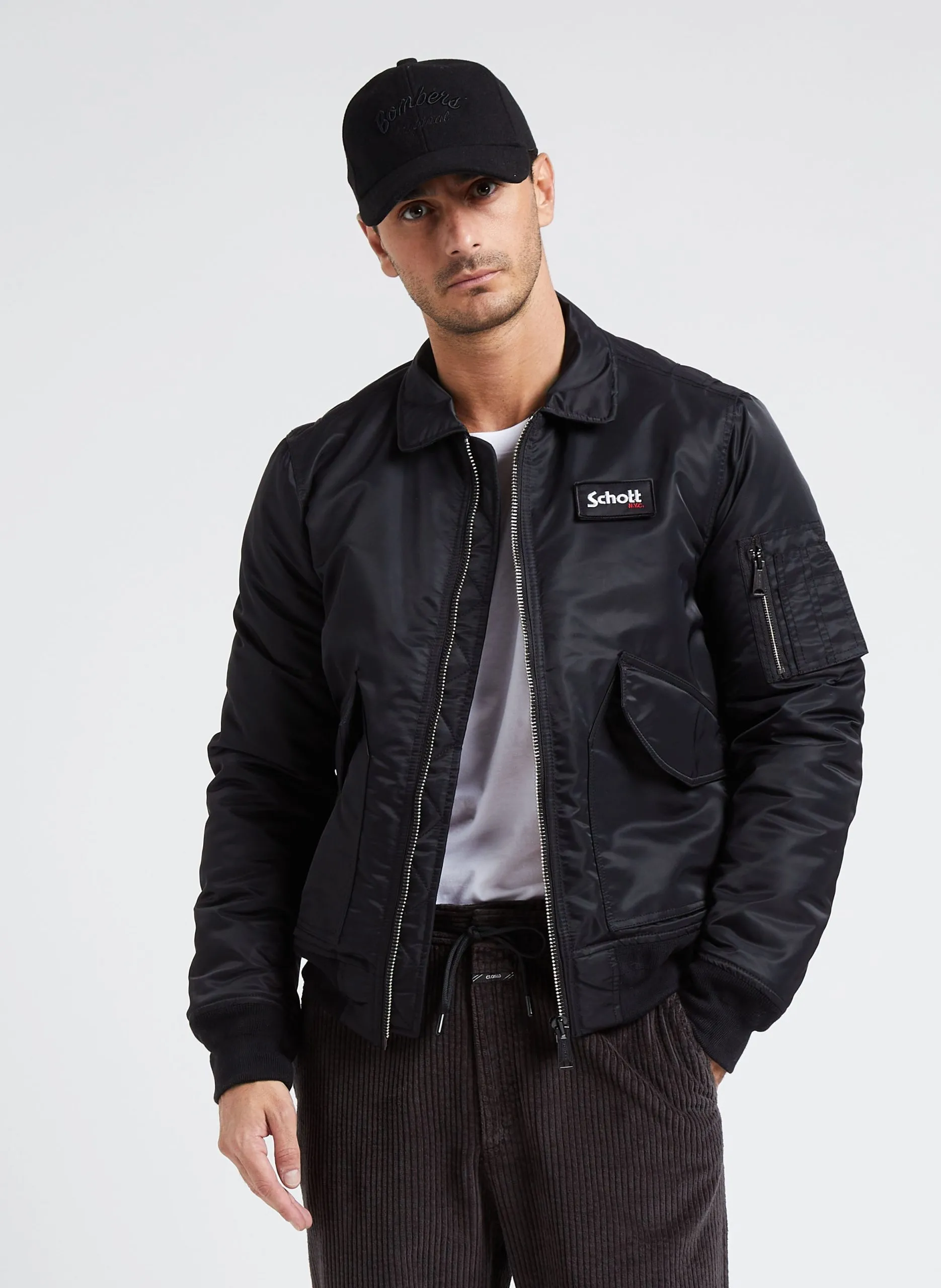 Blouson mit klassischem Kragen Schwarz
