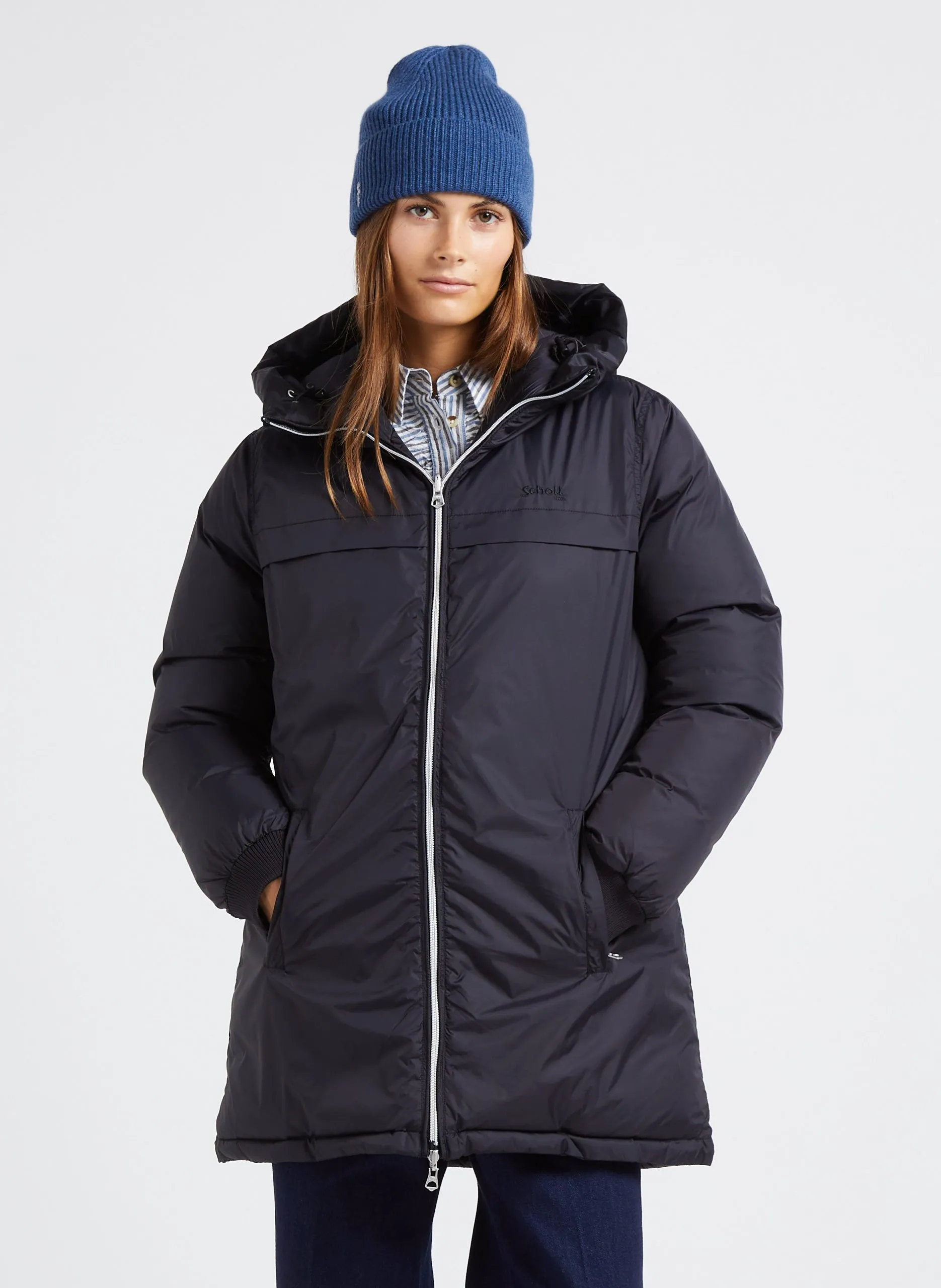 Steppjacke mit Kapuze Schwarz