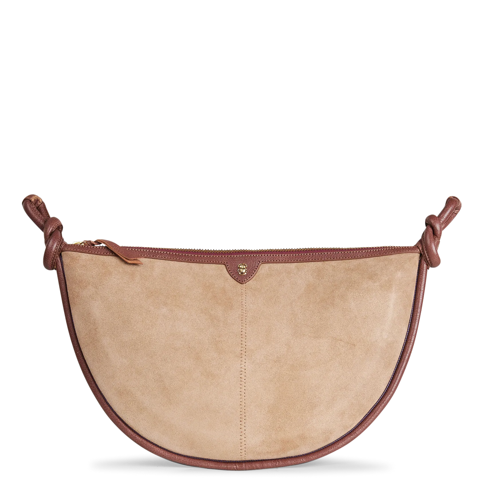 Halbmond-Tasche aus Veloursleder Beige CHRIS