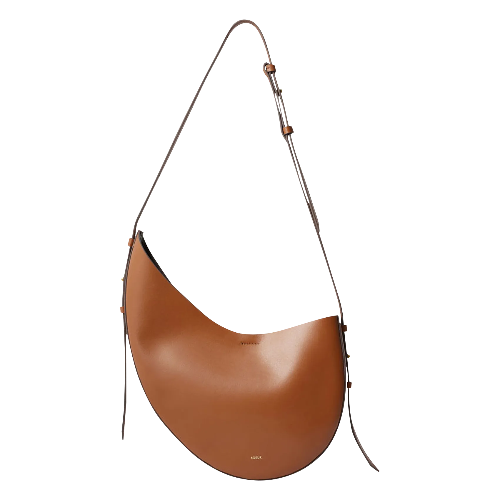 Asymmetrische Umhängetasche aus Glattleder Beige WINONA