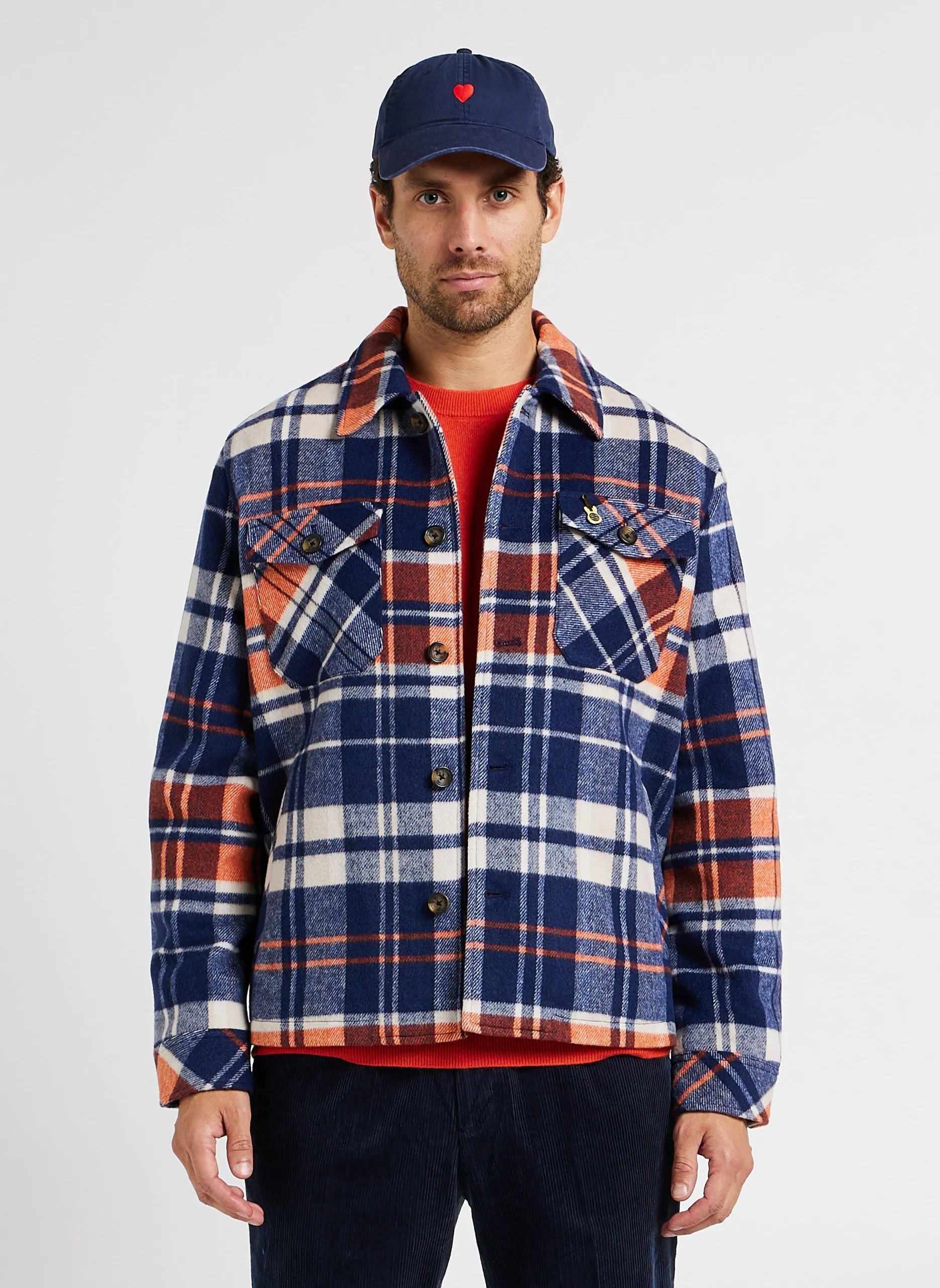 Gerade geschnittene Hemdjacke mit klassischem Kragen Blau