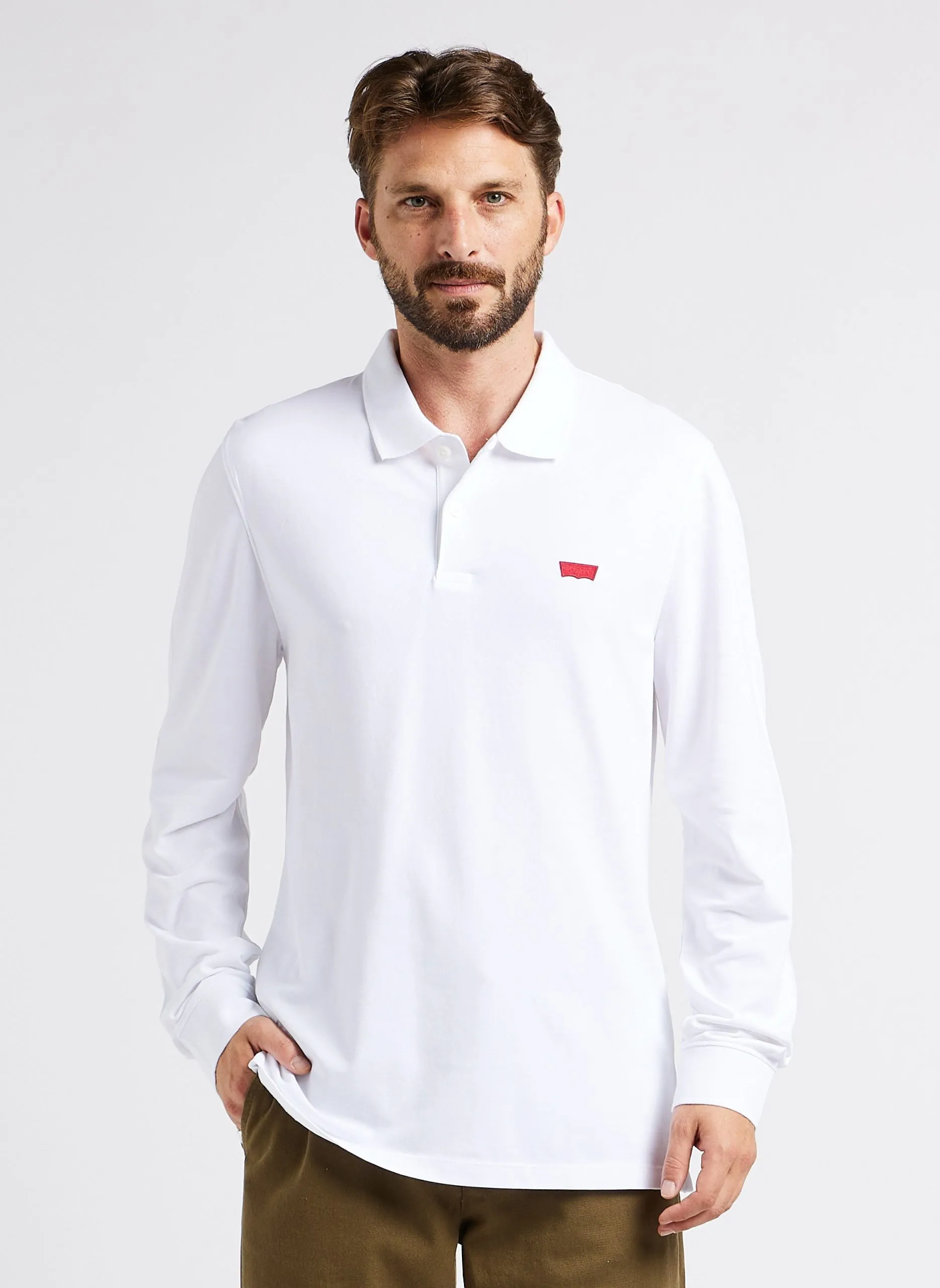 Poloshirt aus Baumwoll-Mix Weiss LS SLIM HOUSEMARK POLO