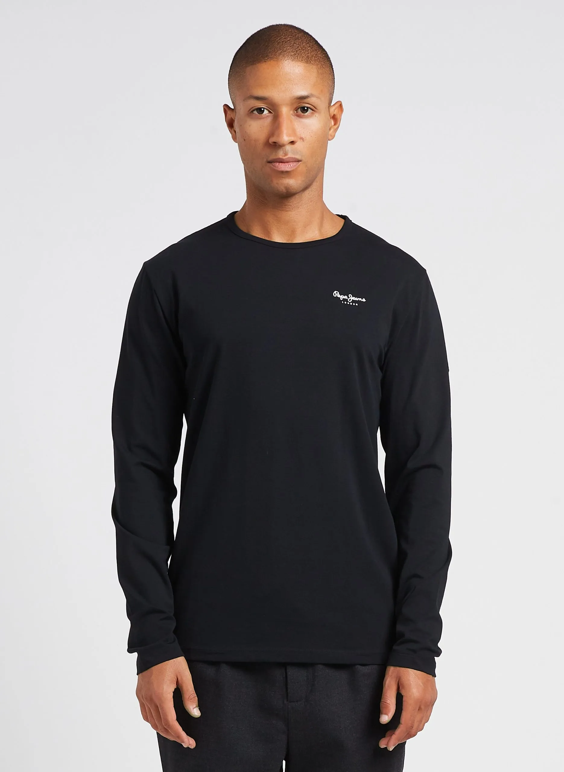 Rundhals-T-Shirt aus Stretch-Baumwolle mit Siebdruck Schwarz