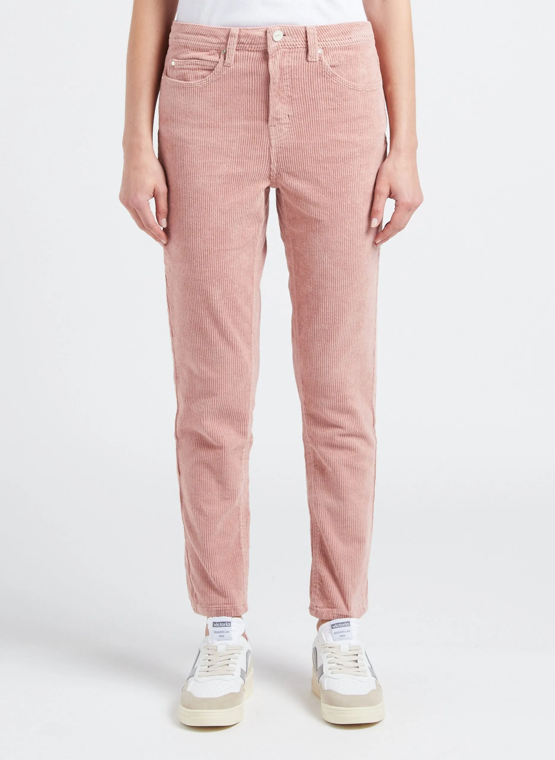 Gerade geschnittene Hose aus Stretch-Baumwollcord Rosa PAVLINA