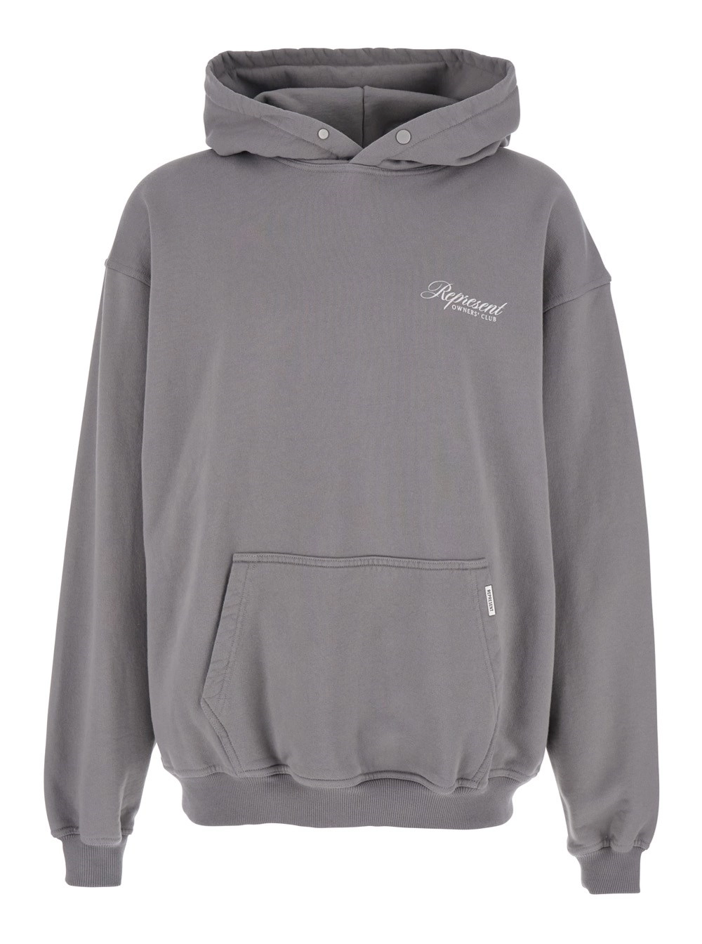 Grauer Kapuzenpullover mit Logoschriftzug vorne und Maxi-Logodruck hinten aus Baumwolle Herren