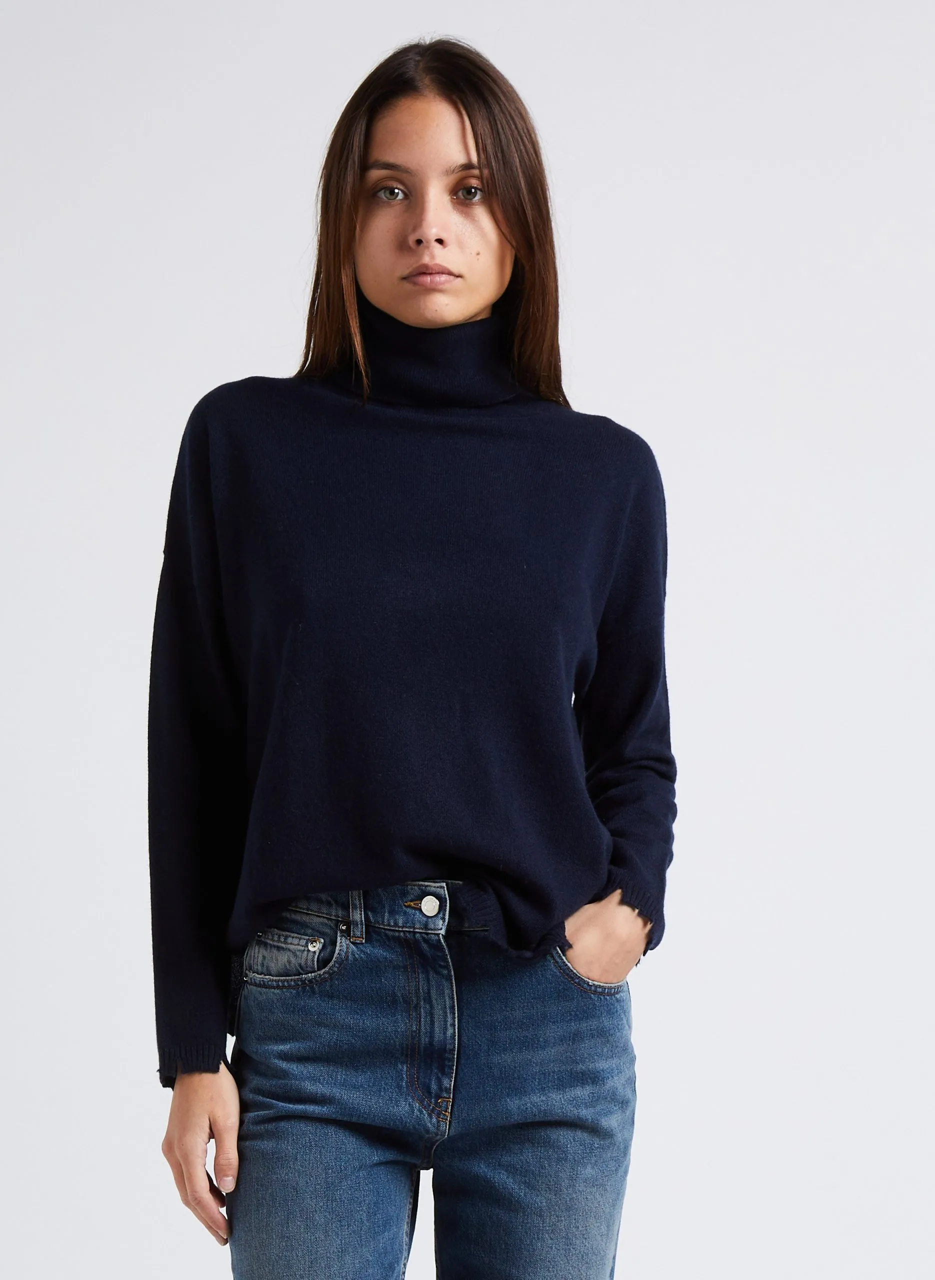 Weiter Rollkragenpullover aus Kaschmir Blau MAVIS