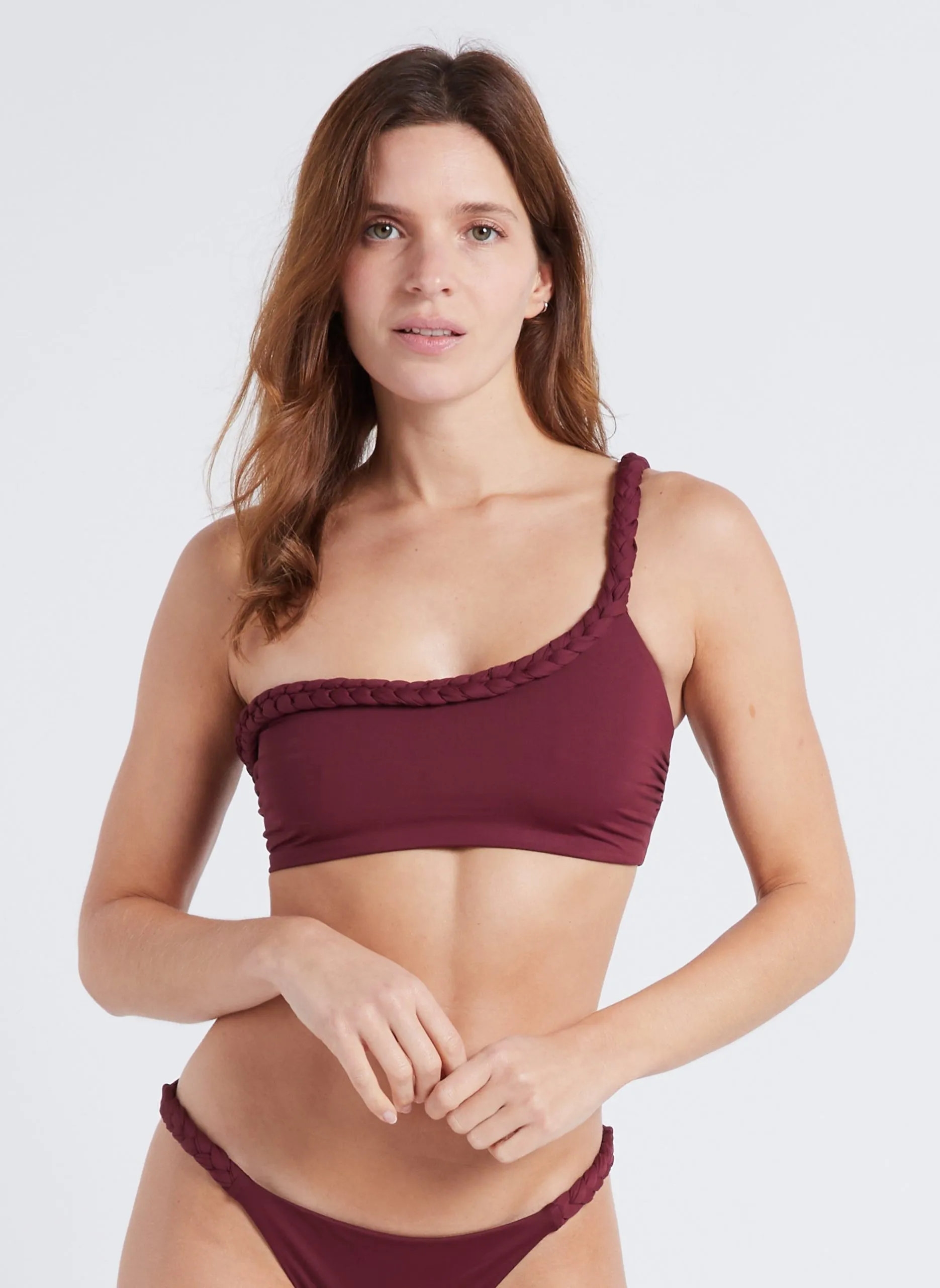Asymmetrisches Bikini-Oberteil Pflaume LISA