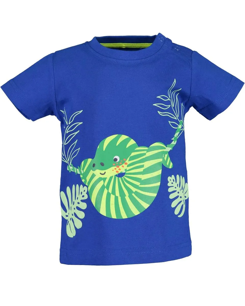 T-Shirt "Schlange", Biobaumwolle, royal