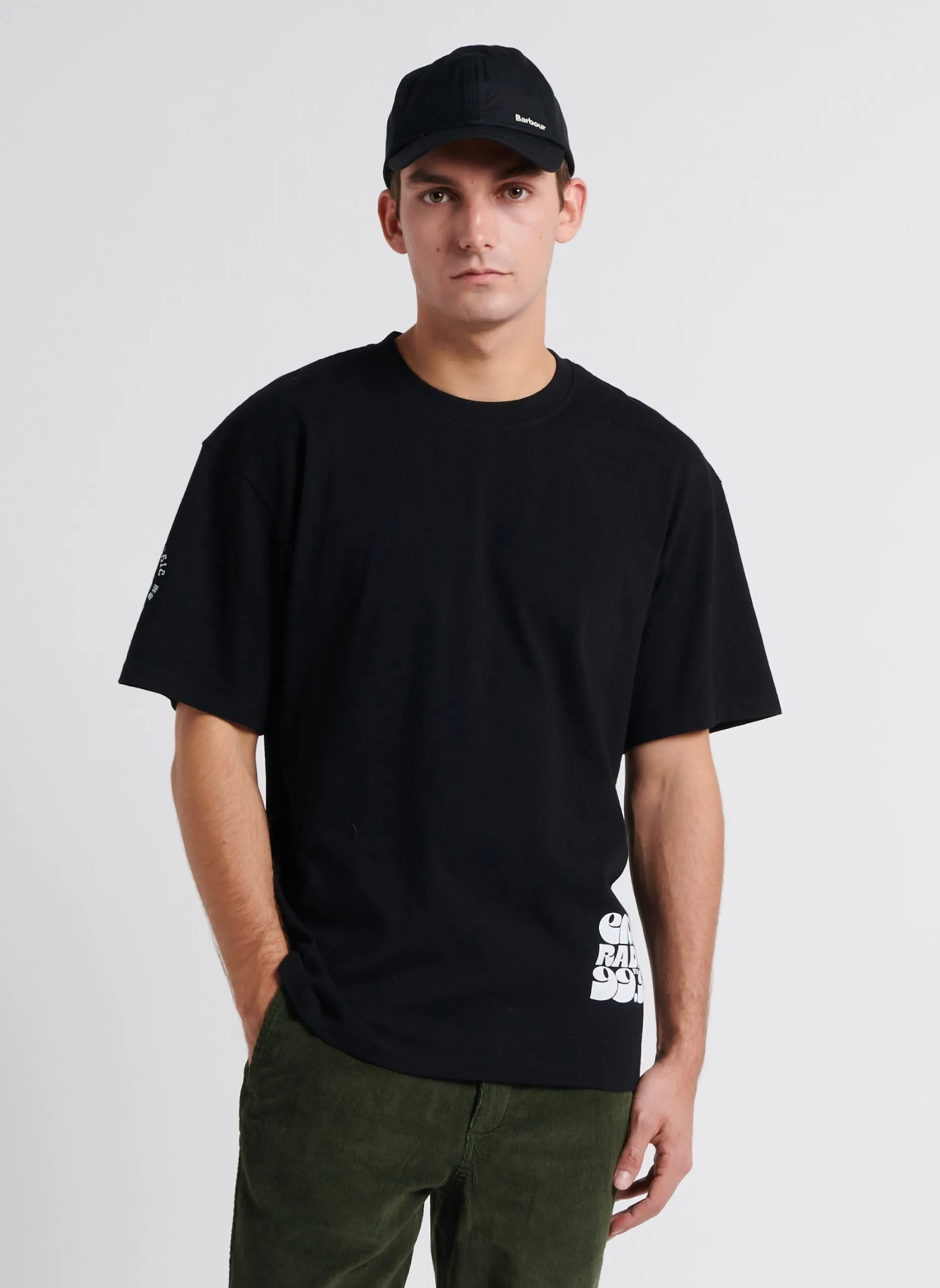 Oversize-T-Shirt aus Baumwolle mit Siebdruck Schwarz