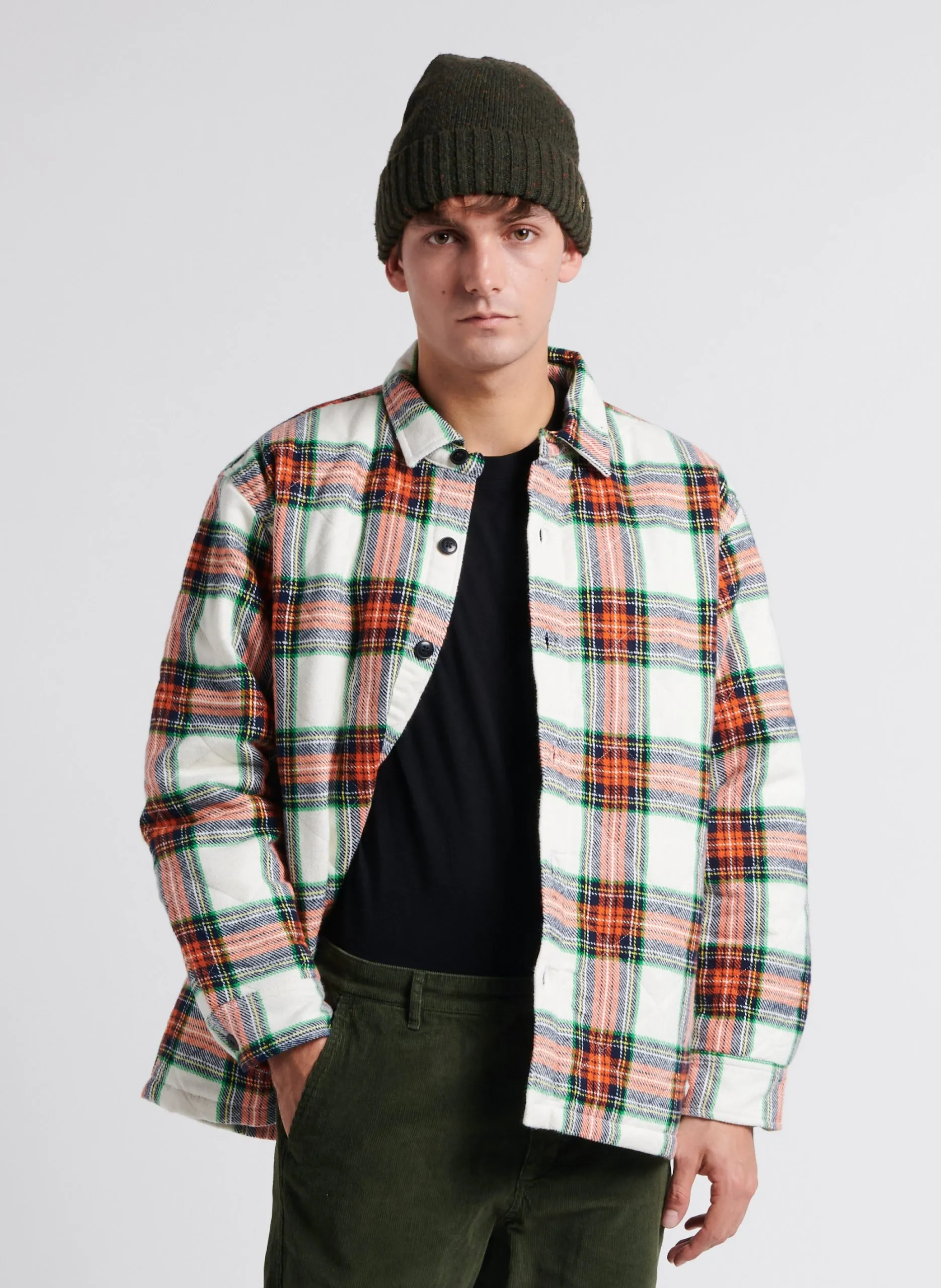 Karierte Baumwolljacke mit klassischem Kragen Mehrfarbig