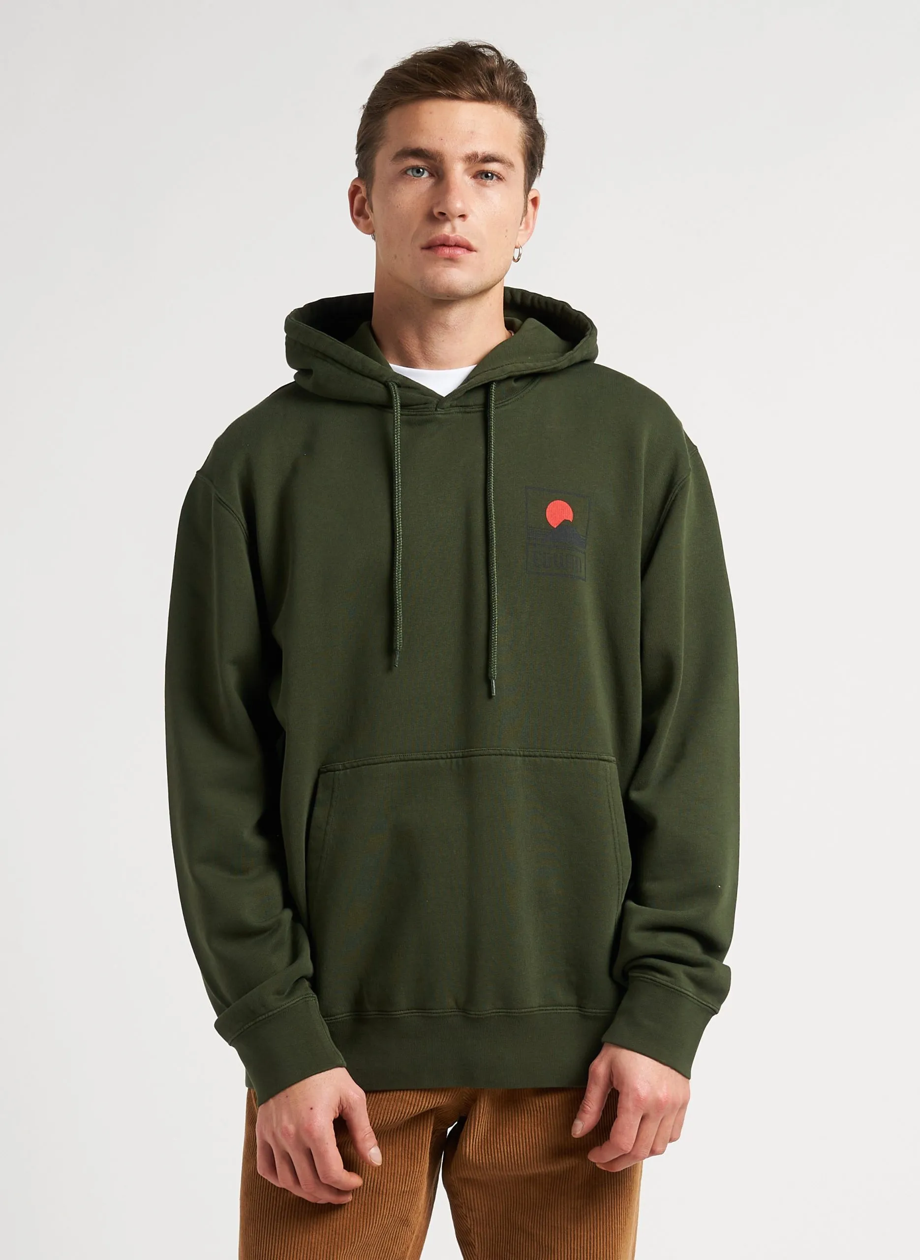 Kapuzensweatshirt aus Baumwolle Grun SUNSET ON MT FUJI