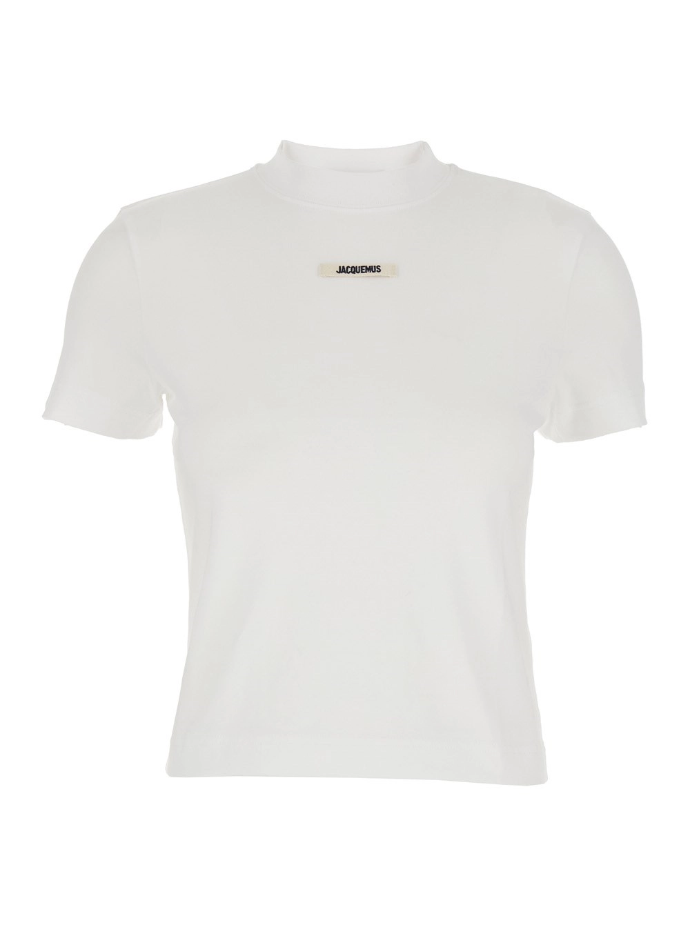 T-Shirt "Le T-Shirt Gros Grain" für Damen aus Baumwolle in Stretch in Weiß mit Rundhalsausschnitt und Logo-Aufnäher vorne