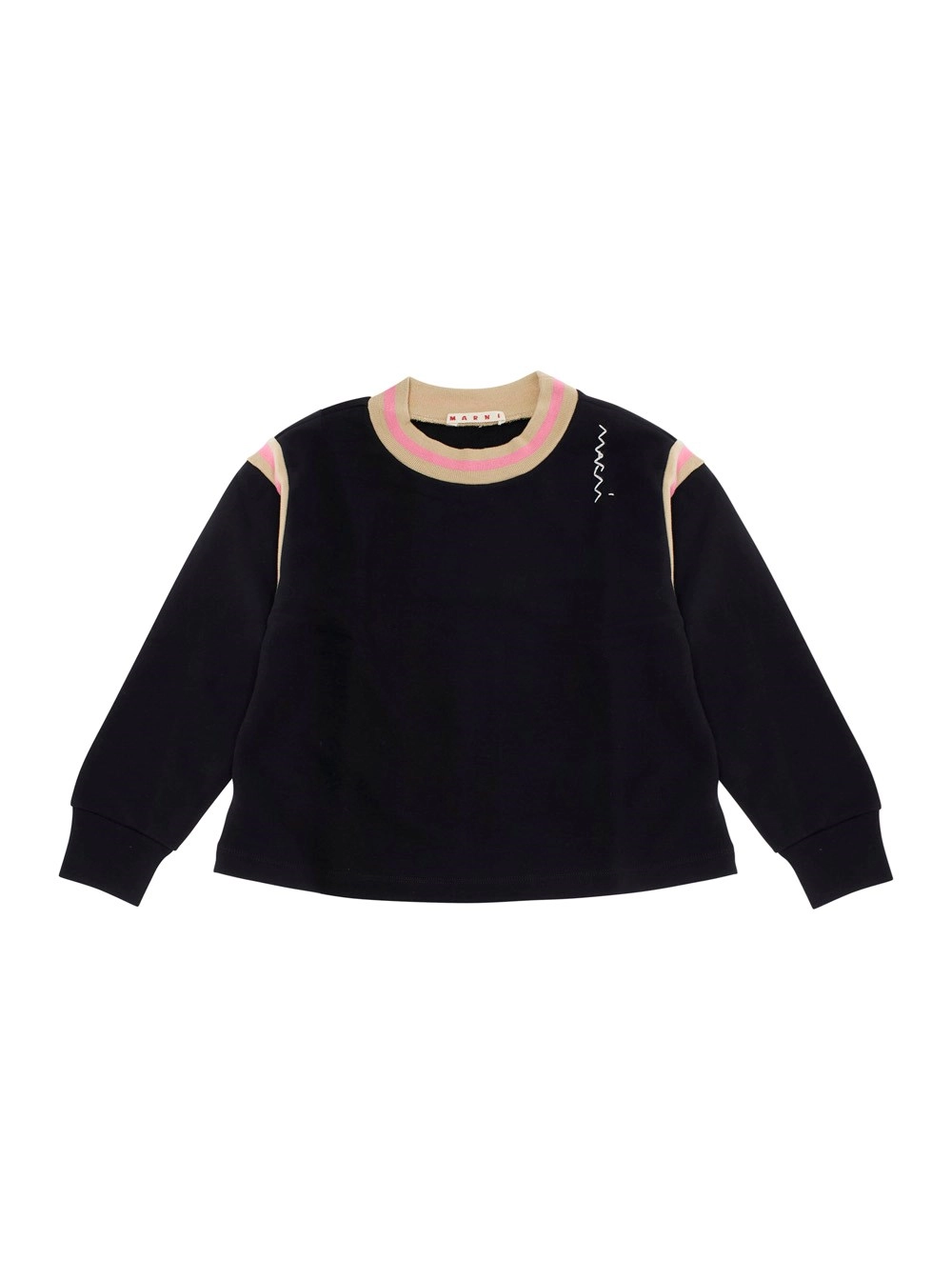 Schwarzes Sweatshirt mit Rundhalsausschnitt und Schriftzug auf der Vorderseite aus Baumwolle Mädchen