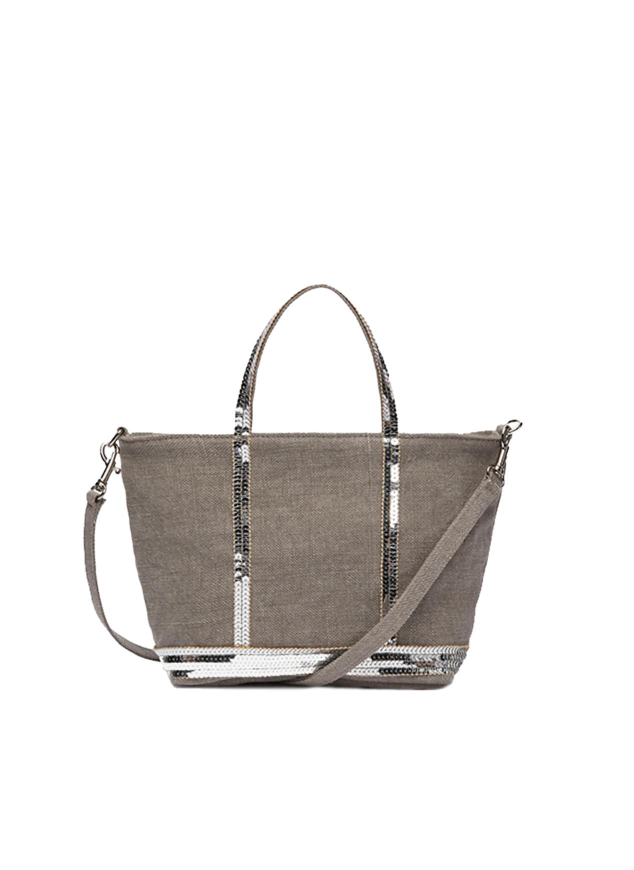 Leinen-Shopper mit Pailletten Beige CABAS XS