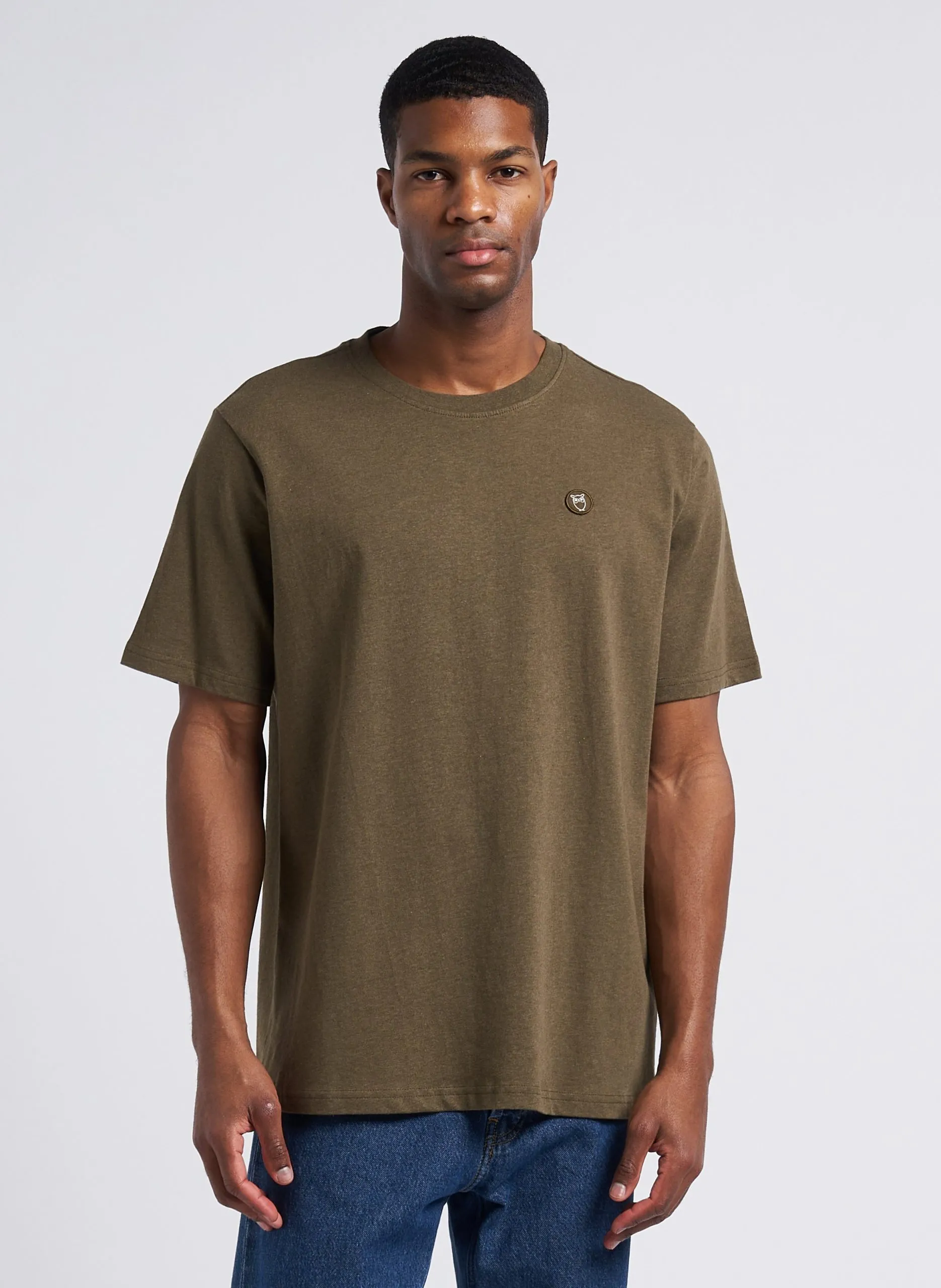Rundhals-T-Shirt aus Bio-Baumwolle, Regular Fit Khaki
