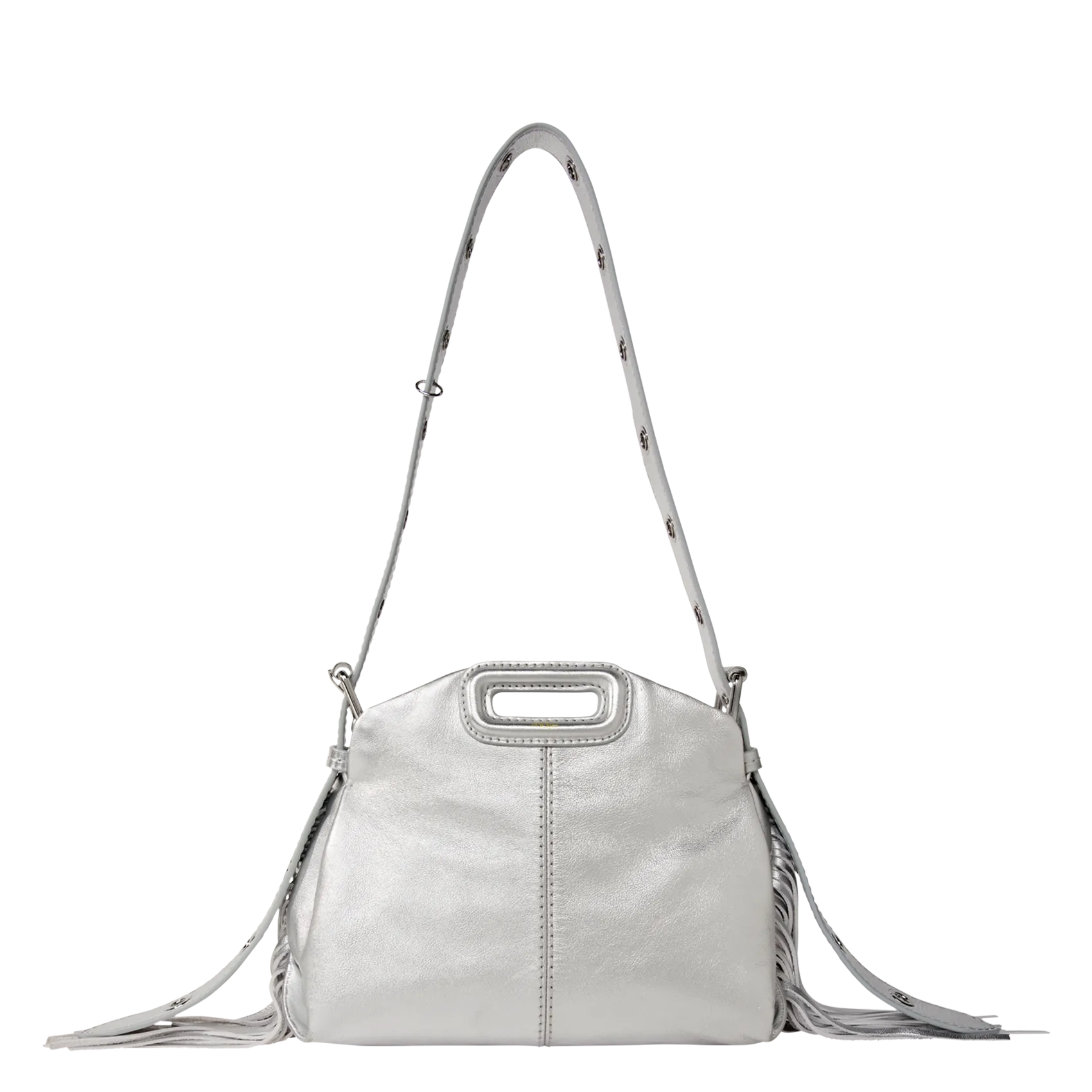 Umhängetasche aus Glattleder Silber MISS M MINI