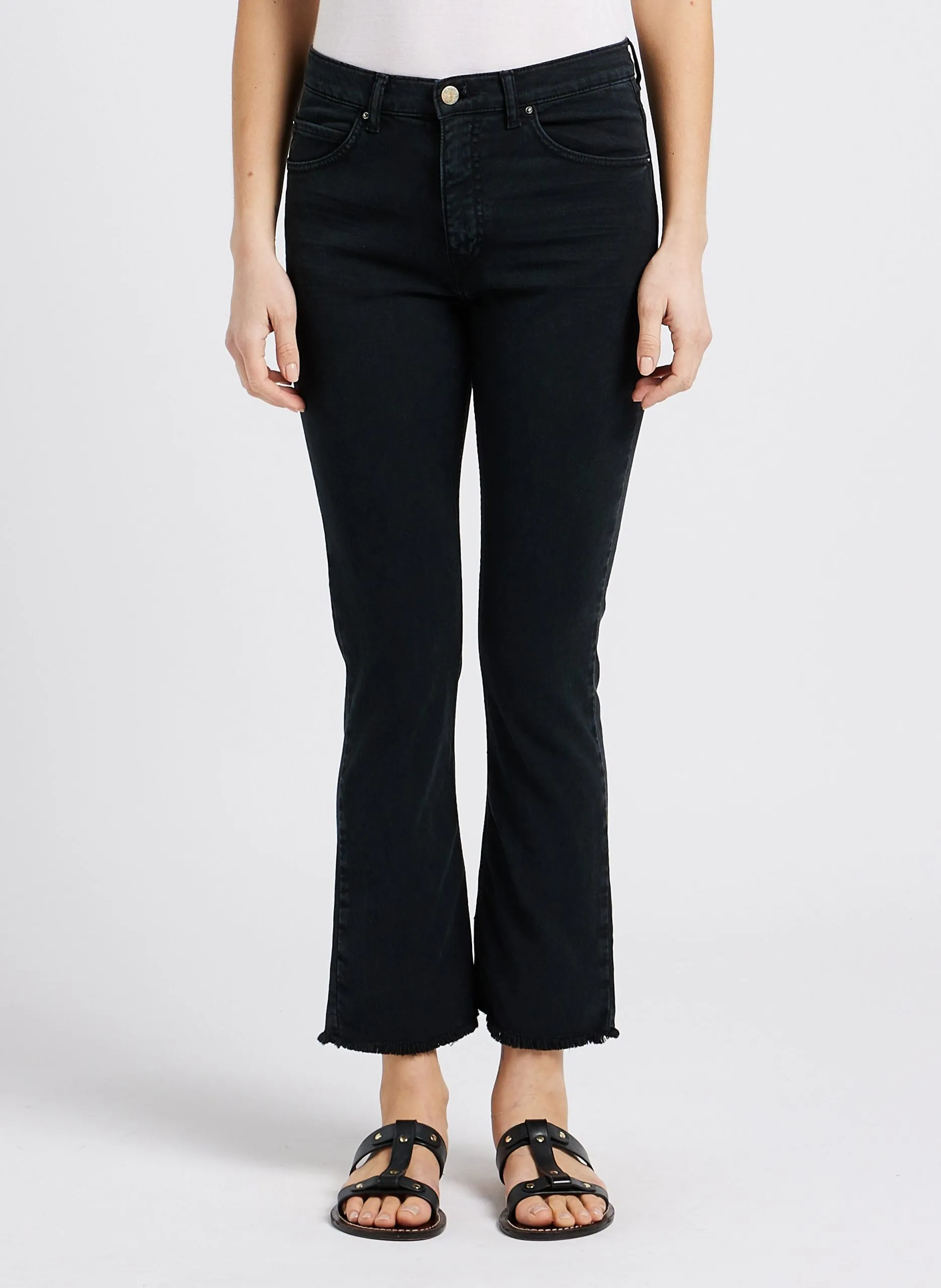 Flared Jeans aus Baumwoll-Mix Schwarz CARA