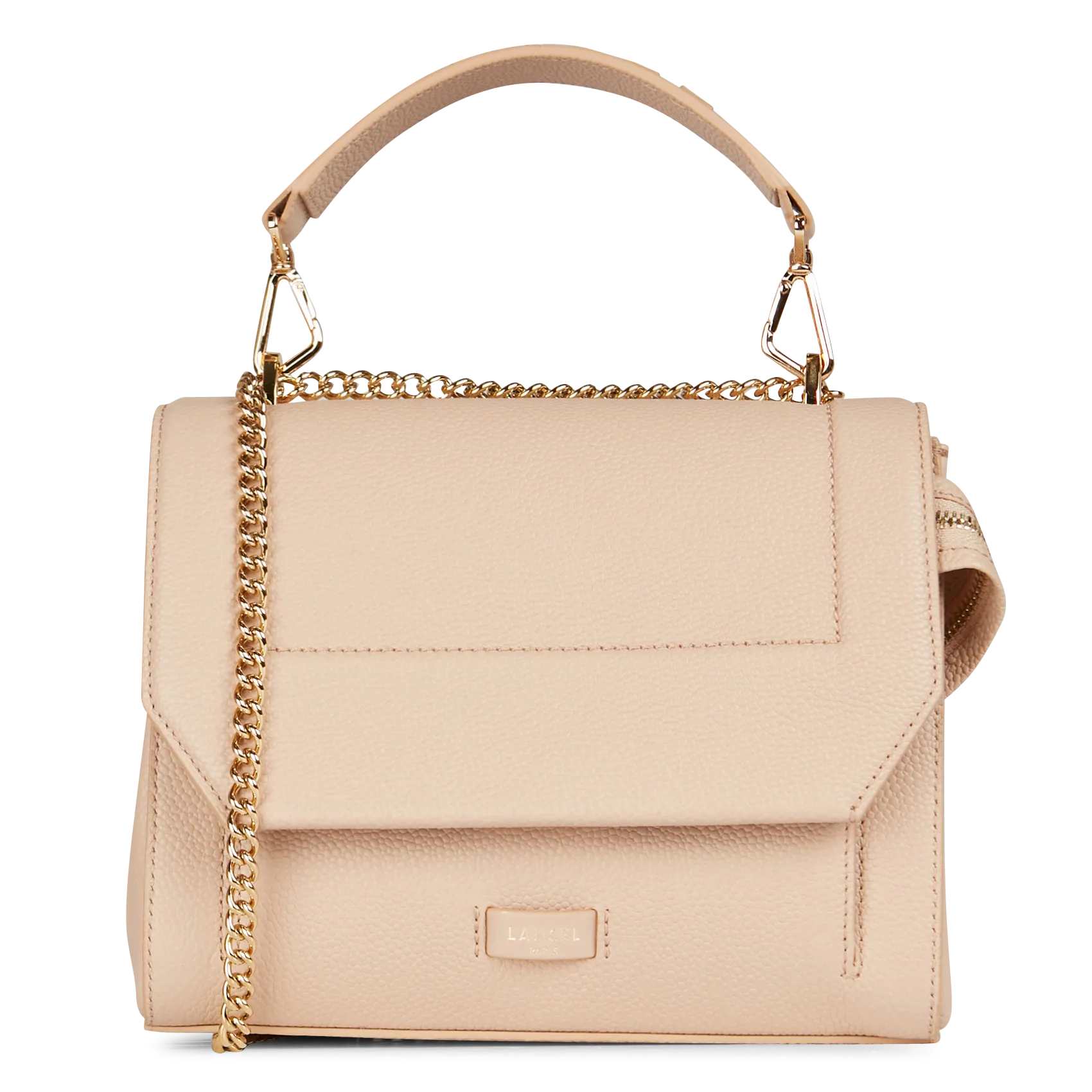 Umschlagtasche aus genarbtem Leder Beige NINON M