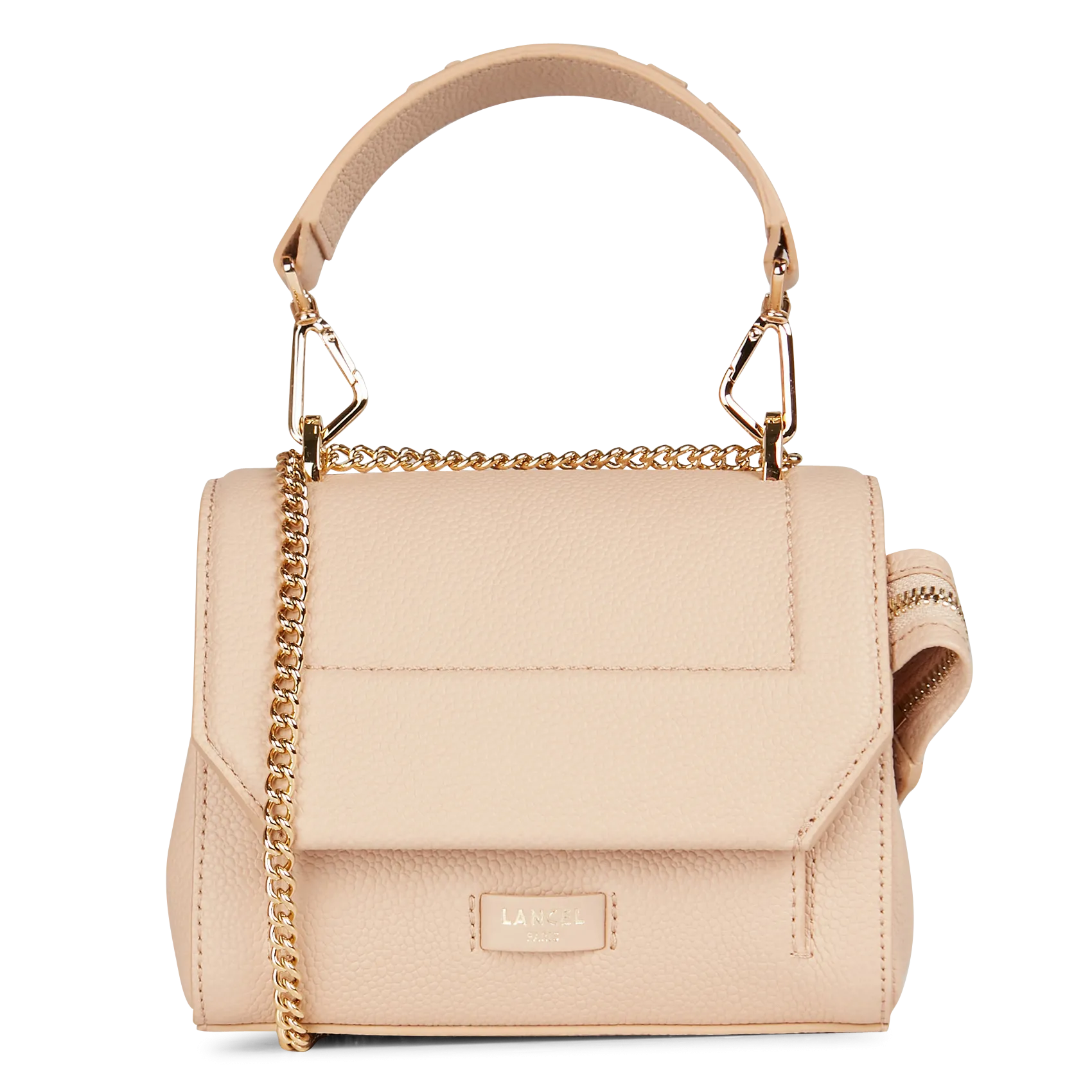 Kleine Umschlagtasche aus genarbtem Leder Beige NINON S