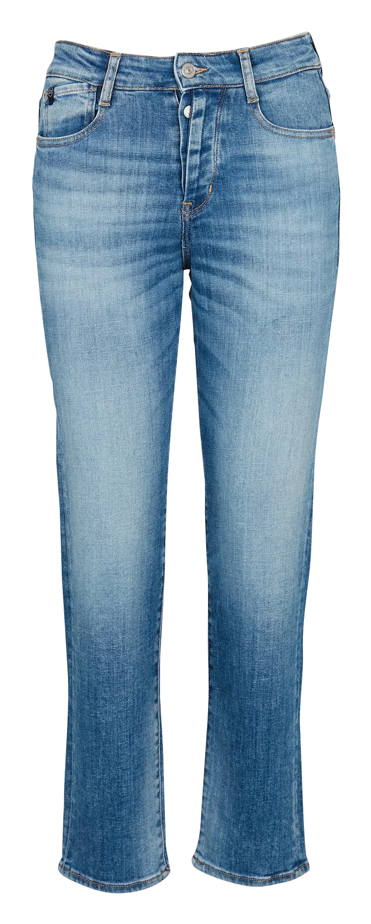 Gerade geschnittene verkürzte Jeans aus Stretch-Baumwolle. Blau
