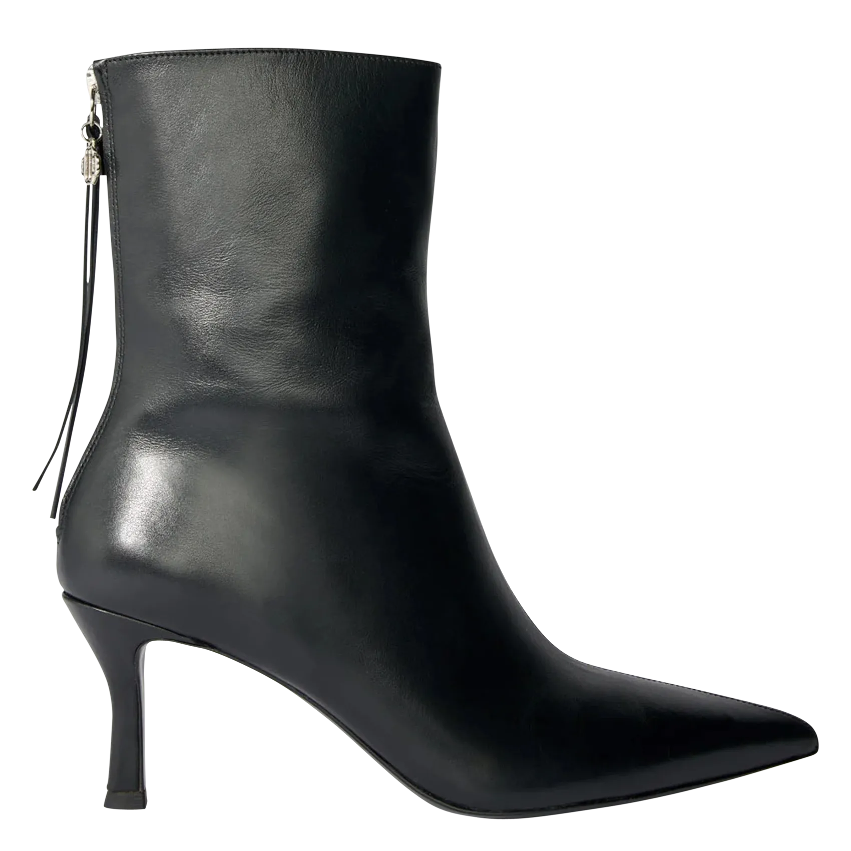 Glattleder-Stiefeletten Schwarz