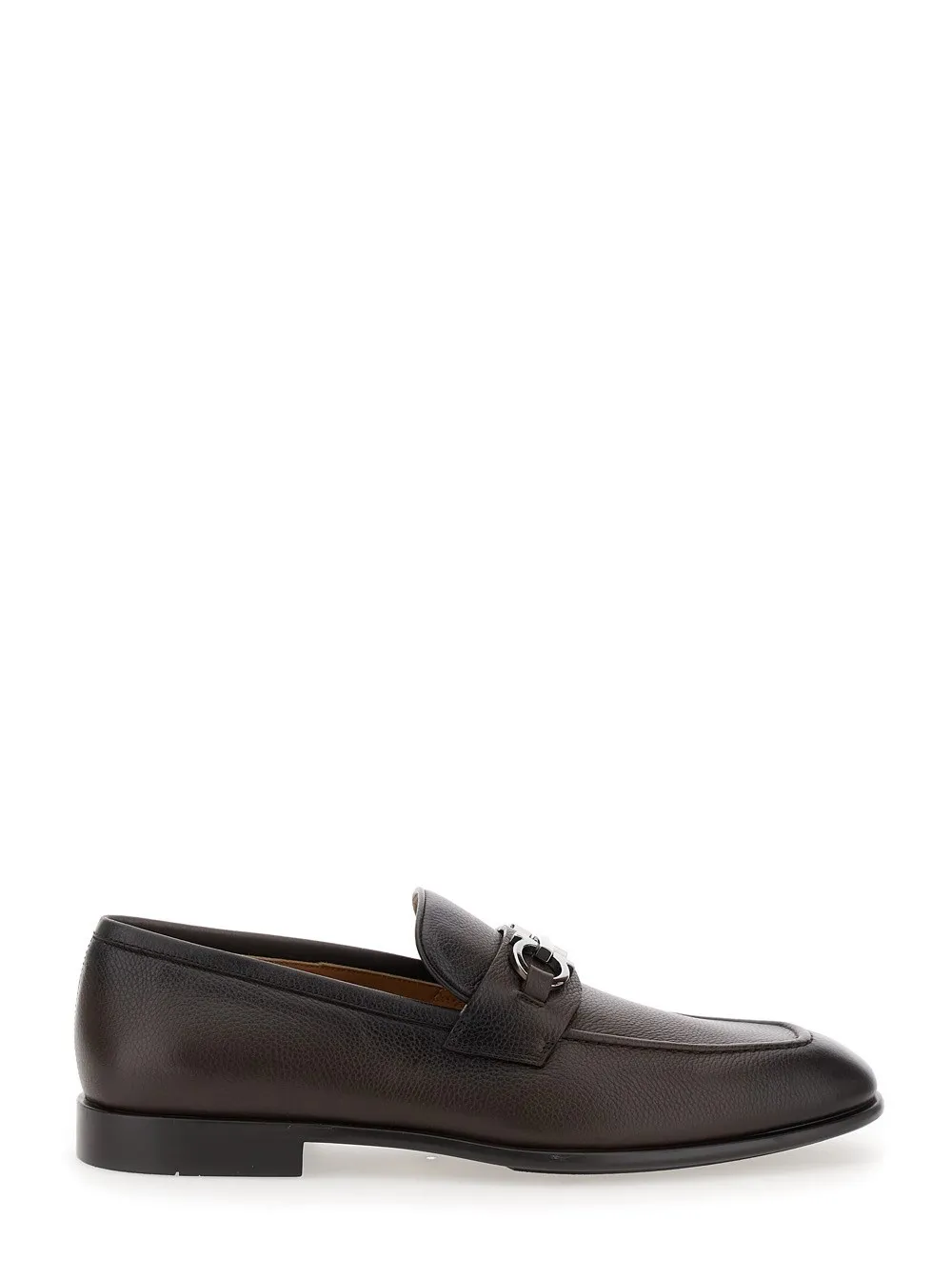 "Foster" Braune Loafers mit Gancini-Detail aus Leder Herren