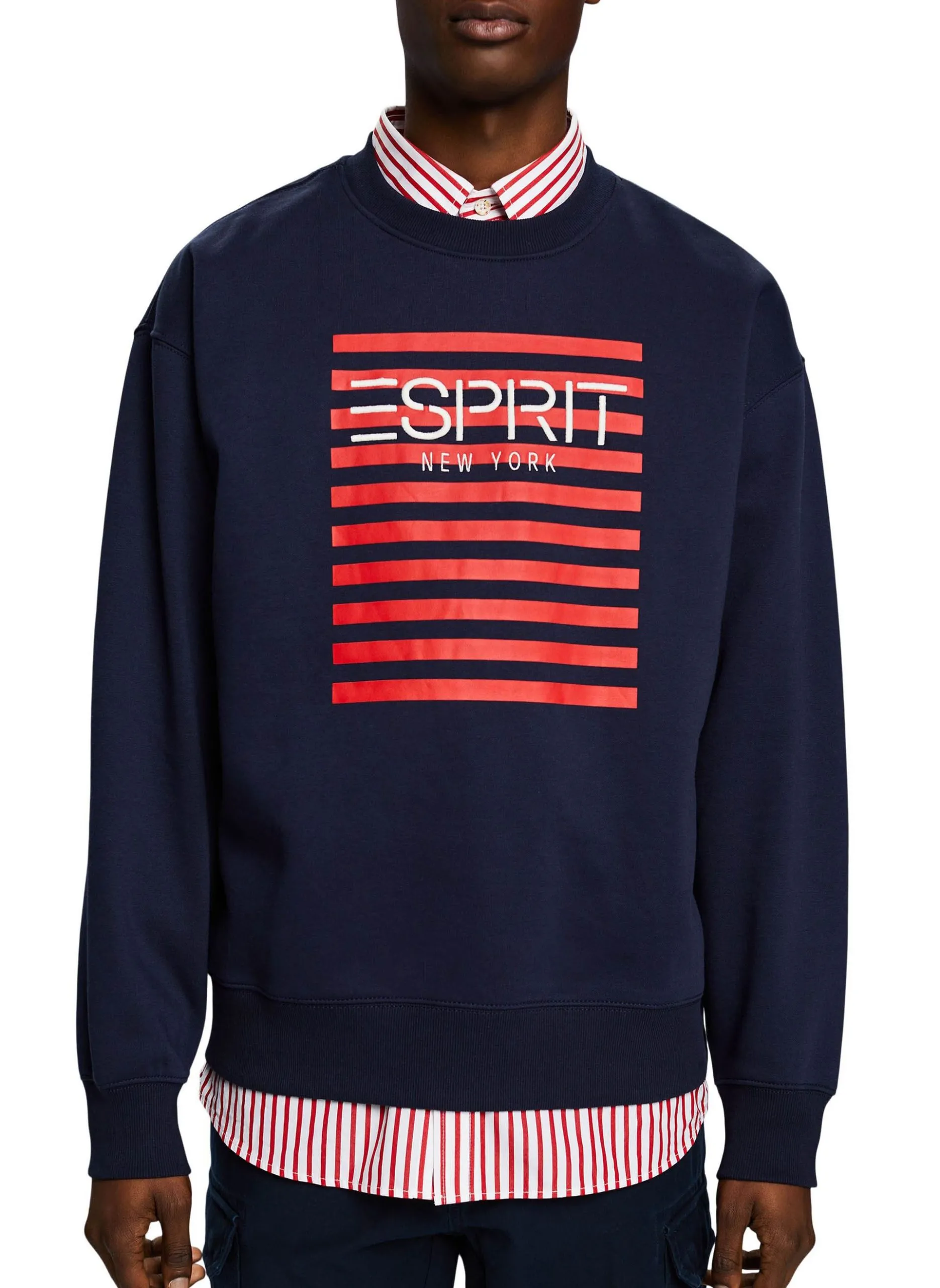 Rundhals-Sweatshirt mit Siebdruck Blau