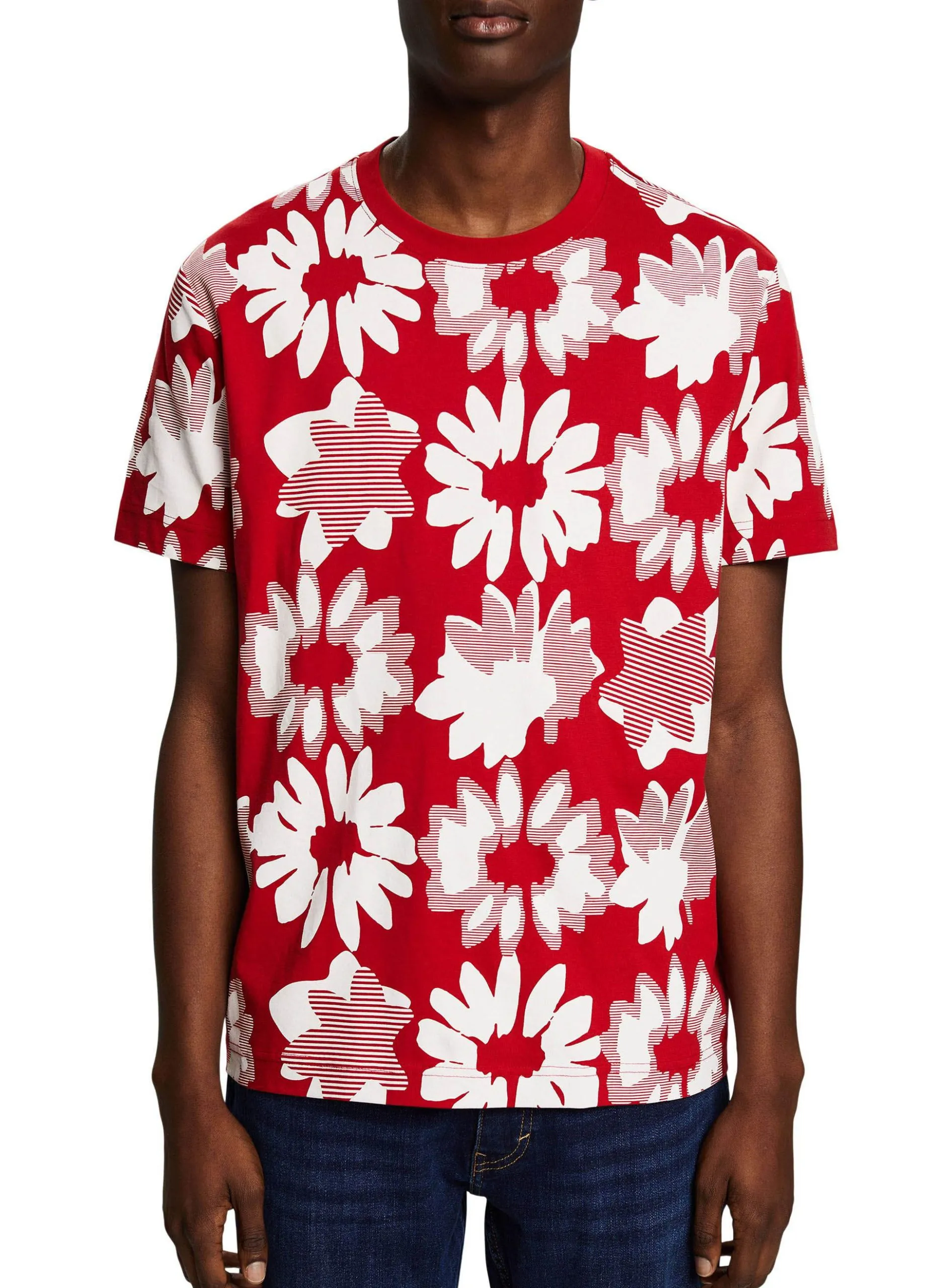 Rundhals-T-Shirt mit Print Rot