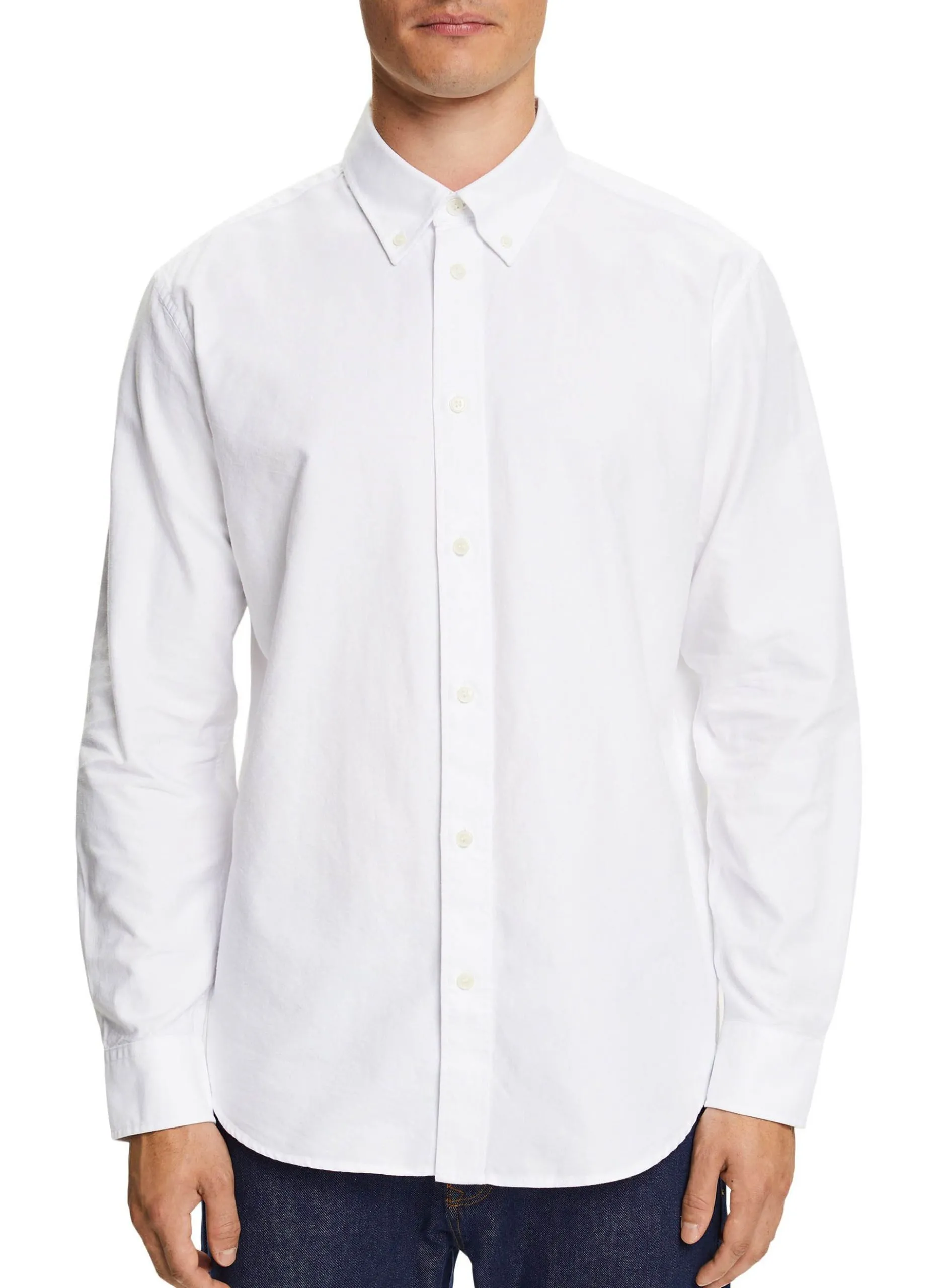 Baumwollhemd mit Button-down-Kragen Weiss