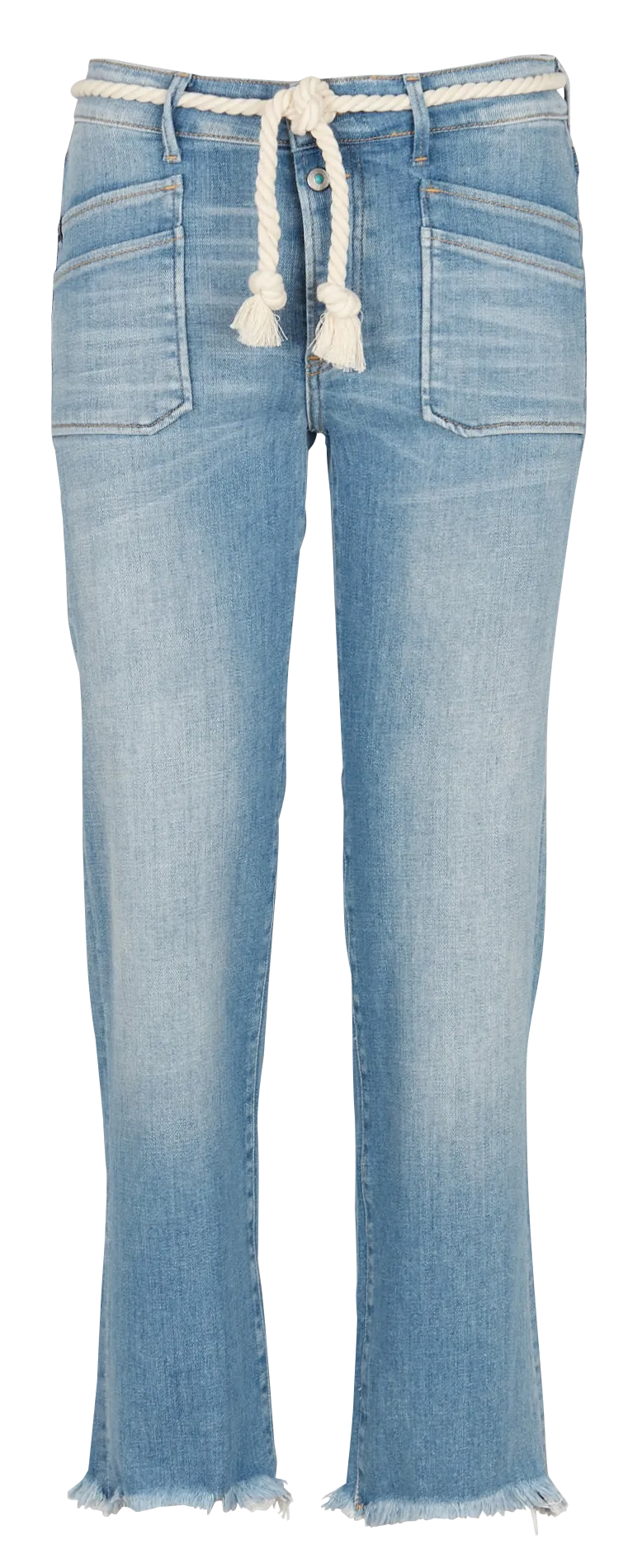 Straight Cut Jeans mit Fransen und Gürtel Blau PRICILIA