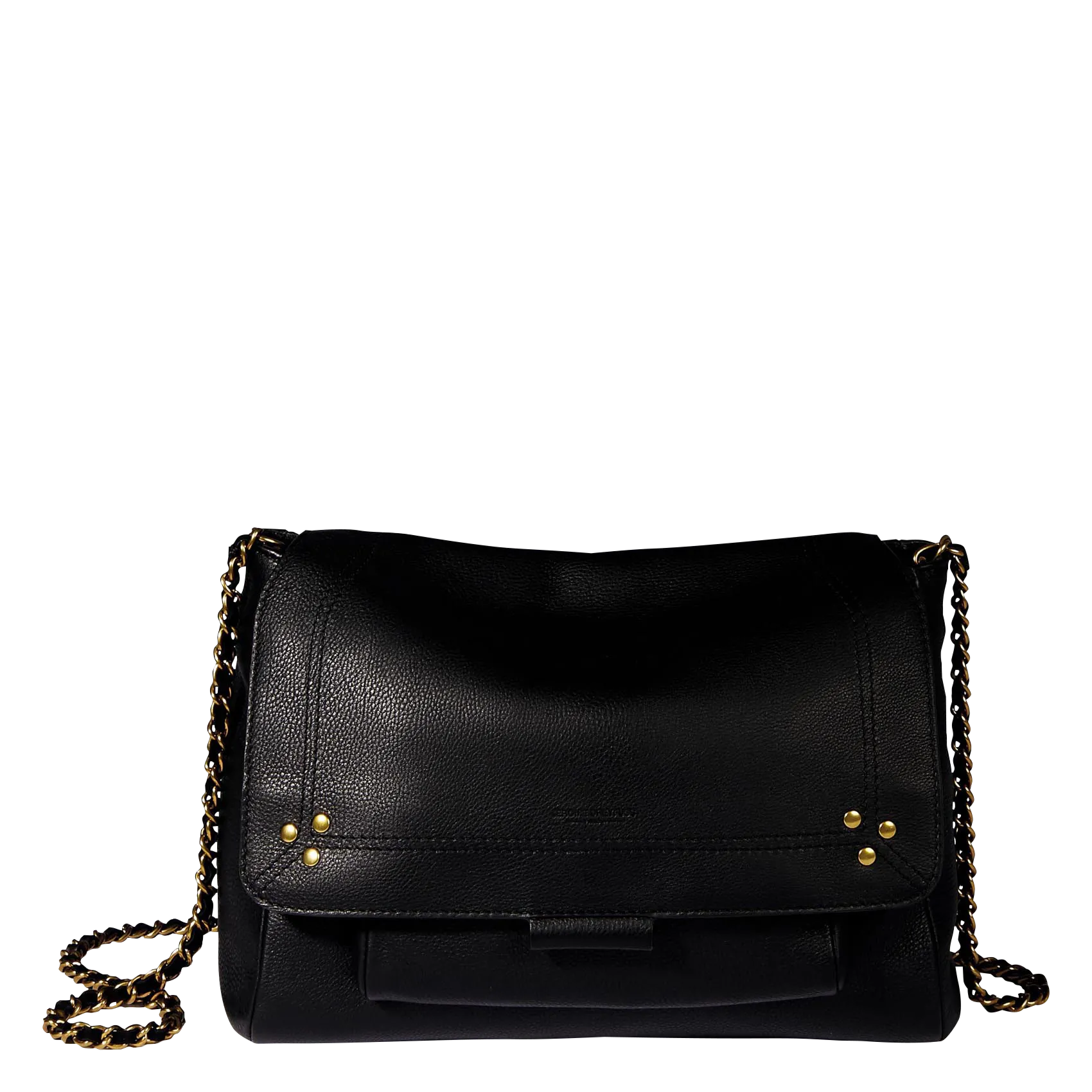 Schultertasche aus Leder Schwarz LULU M