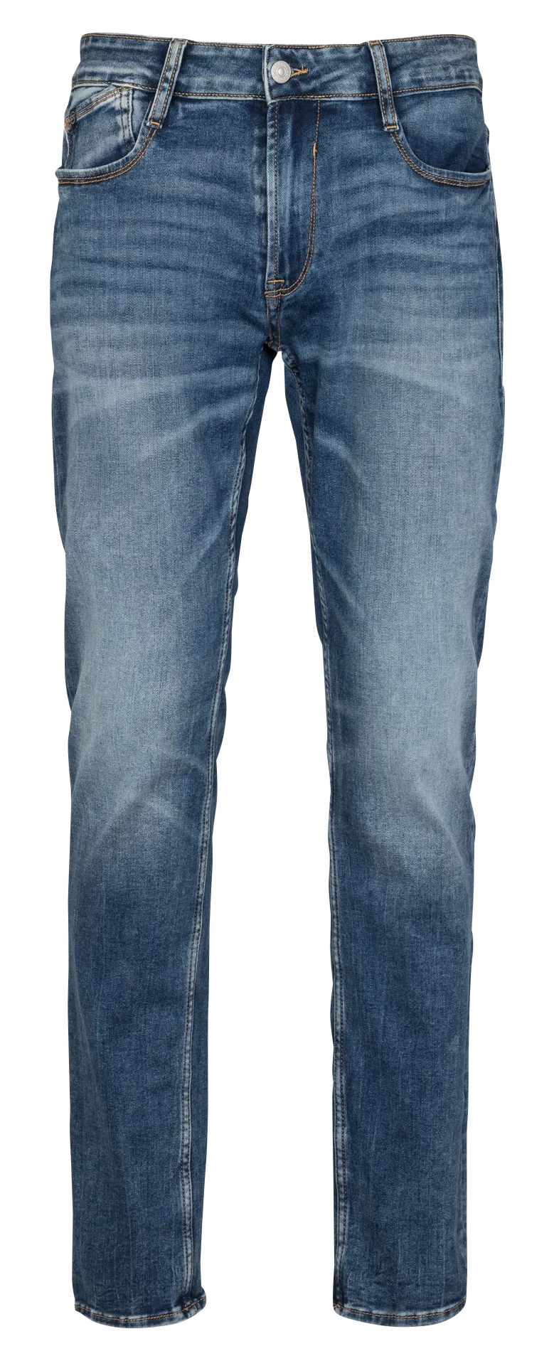 Gerade geschnittene, taillierte Jeans in verwaschener Optik. Blau