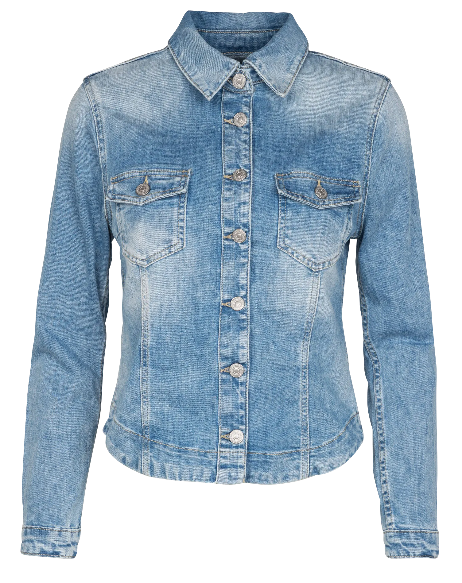 Jeansjacke mit klassischem Kragen aus Baumwoll-Mix Blau LILLY