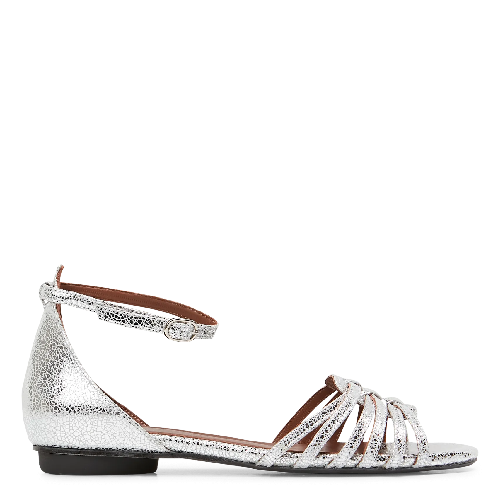 Flache Ledersandalen Silber MAREIKE 10